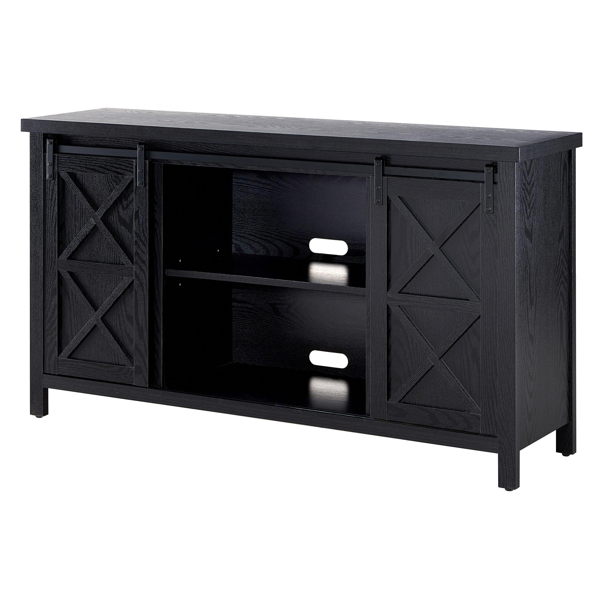 Evelyn&Zoe Elmwood Rectangular TV Stand for TV's up to 65", Black Grain