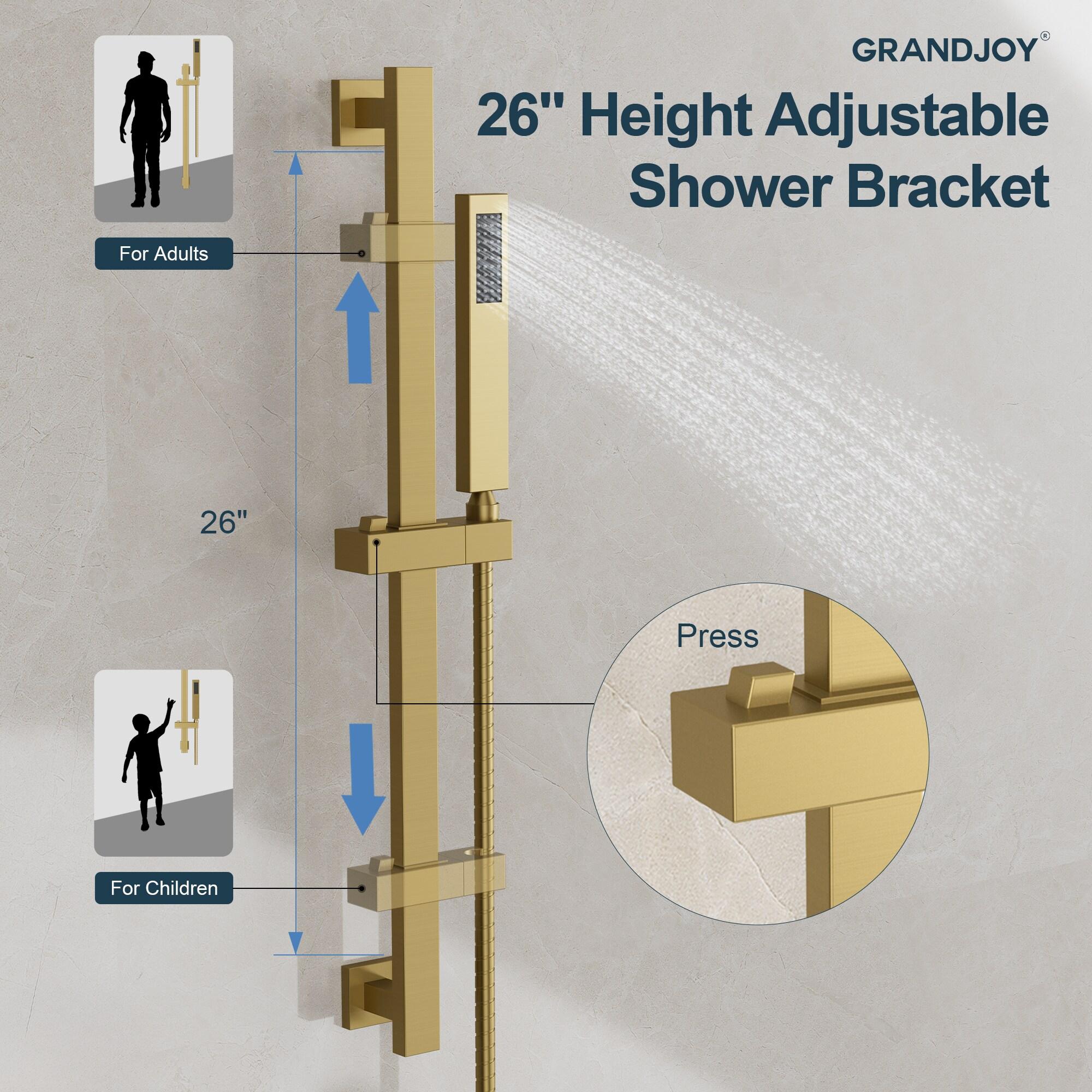 GRANDJOY Complete Shower System, 10" and 6" Dual Wall Mount Rain Shower Faucets with Handheld Shower Spray, High Pressure in Brushed Gold