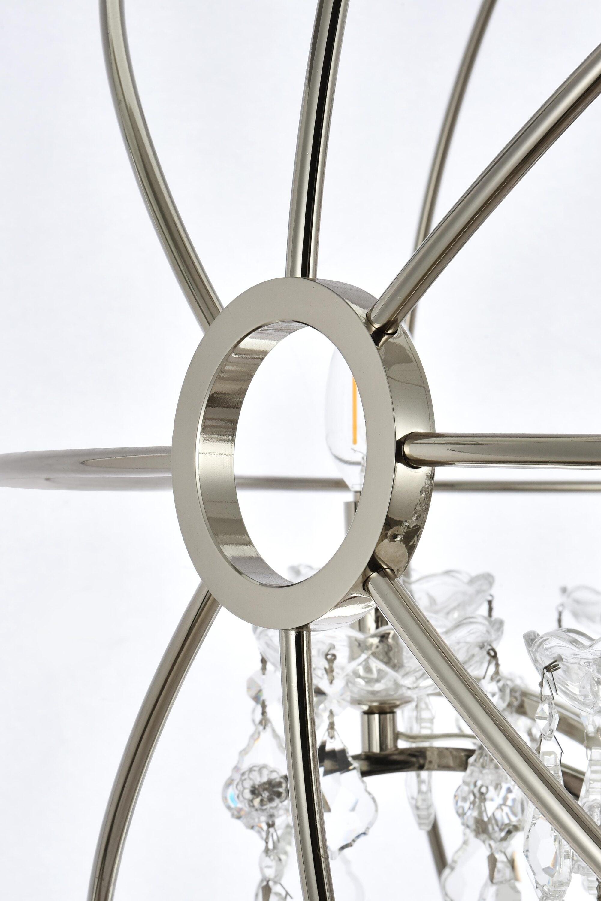 Transitional Geneva 6-Light Polished Nickel & Silver Shade Crystal Chandelier