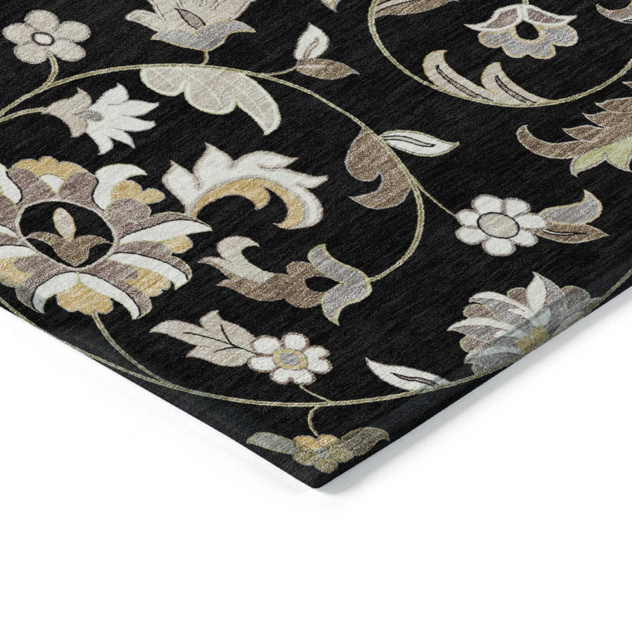 Addison Rugs Chantille Indoor/Outdoor Transitional Geometric, Abstract Black Washable Rectangle Rug, 2'6" x 3'10"