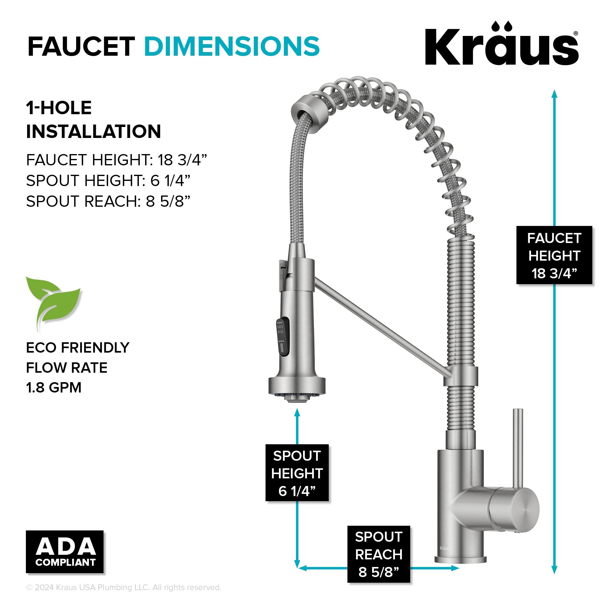 KRAUS Bolden Commercial Style 2-Function Single Handle Pull Down Kitchen Faucet