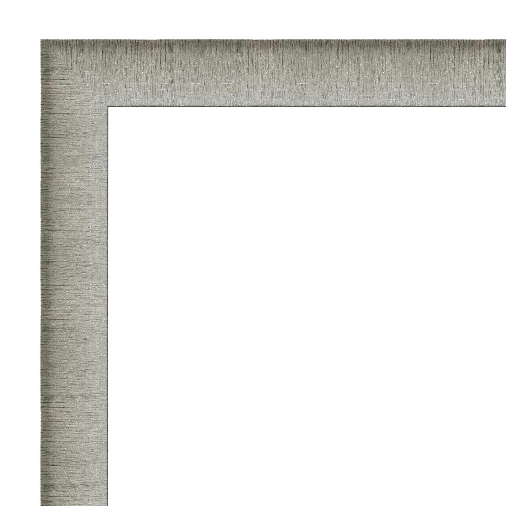 Amanti Art Beveled Bathroom Wall Mirror - Elegant Frame Elegant Brushed Pewter Narrow Outer Size: 21 x 27 in Silver