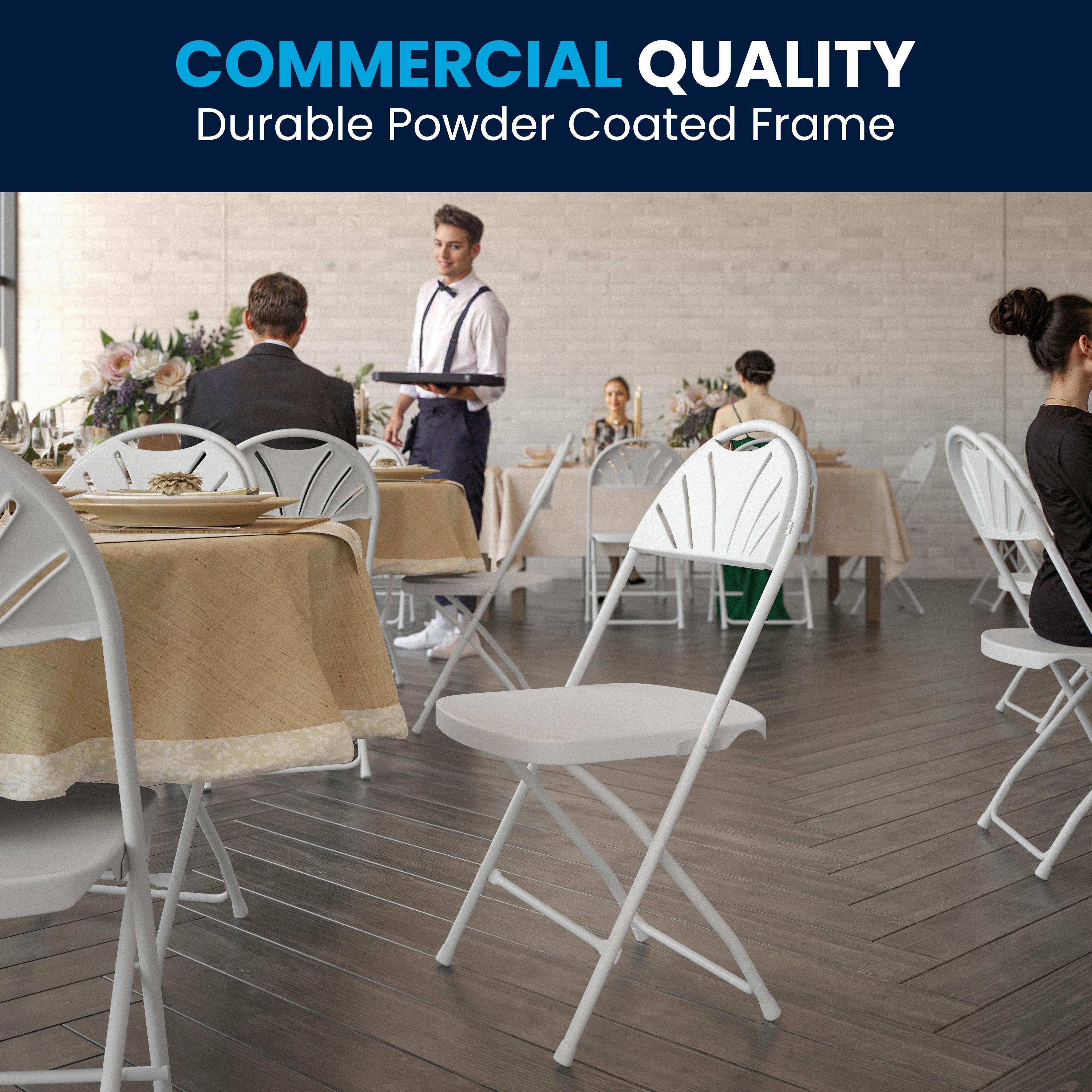 Flash Furniture 2 Pack HERCULES Series 650 lb. Capacity White Plastic Fan Back Folding Chair