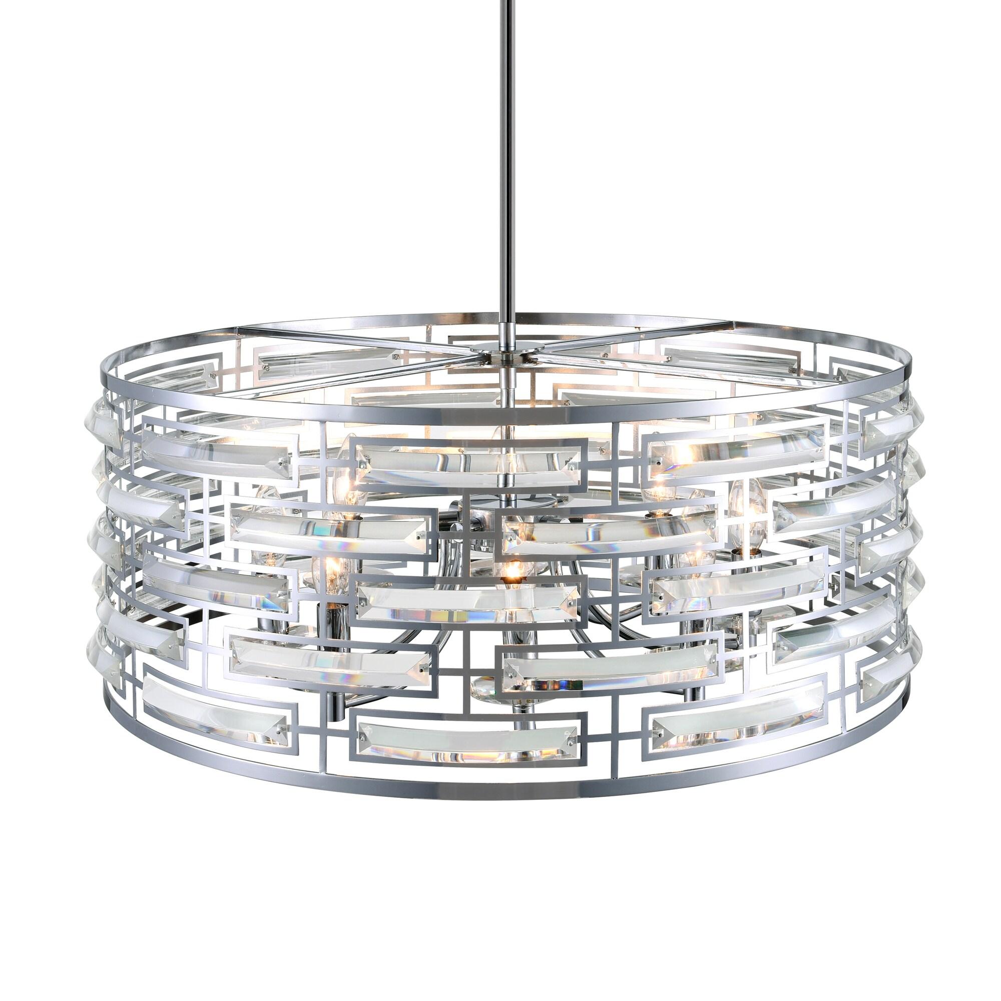 CWI Lighting Petia 6 Light Drum Shade Metal Chandelier in Chrome
