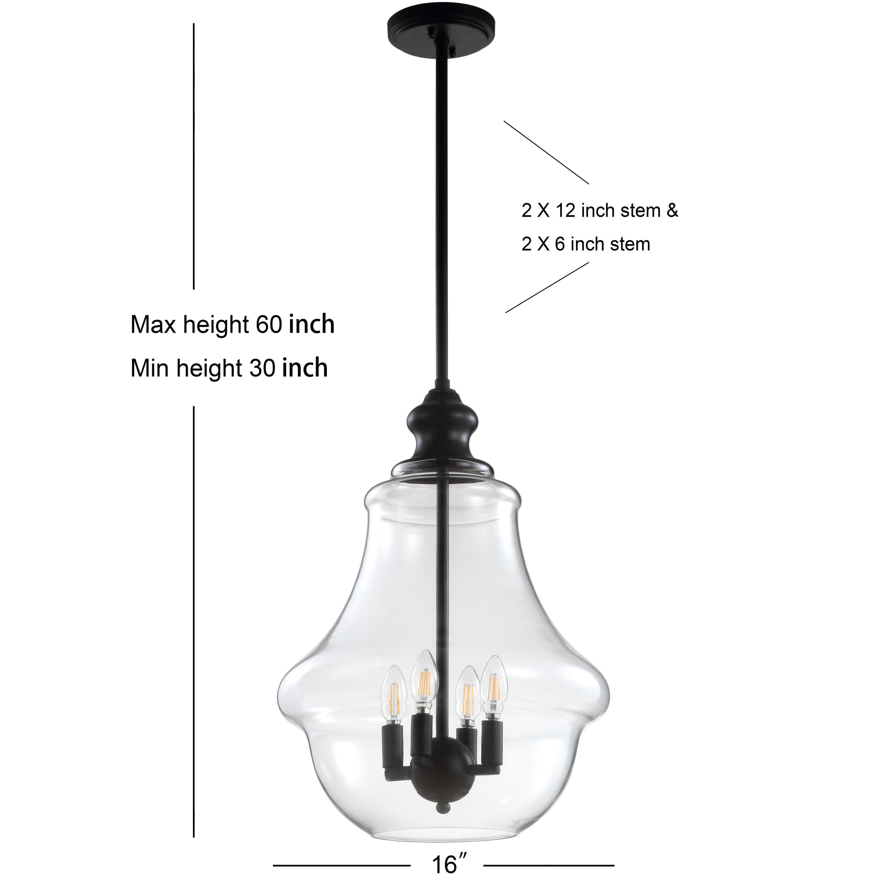 Adam 16" Adjustable Metal/Glass LED Pendant, Oil Rubbed Bronze