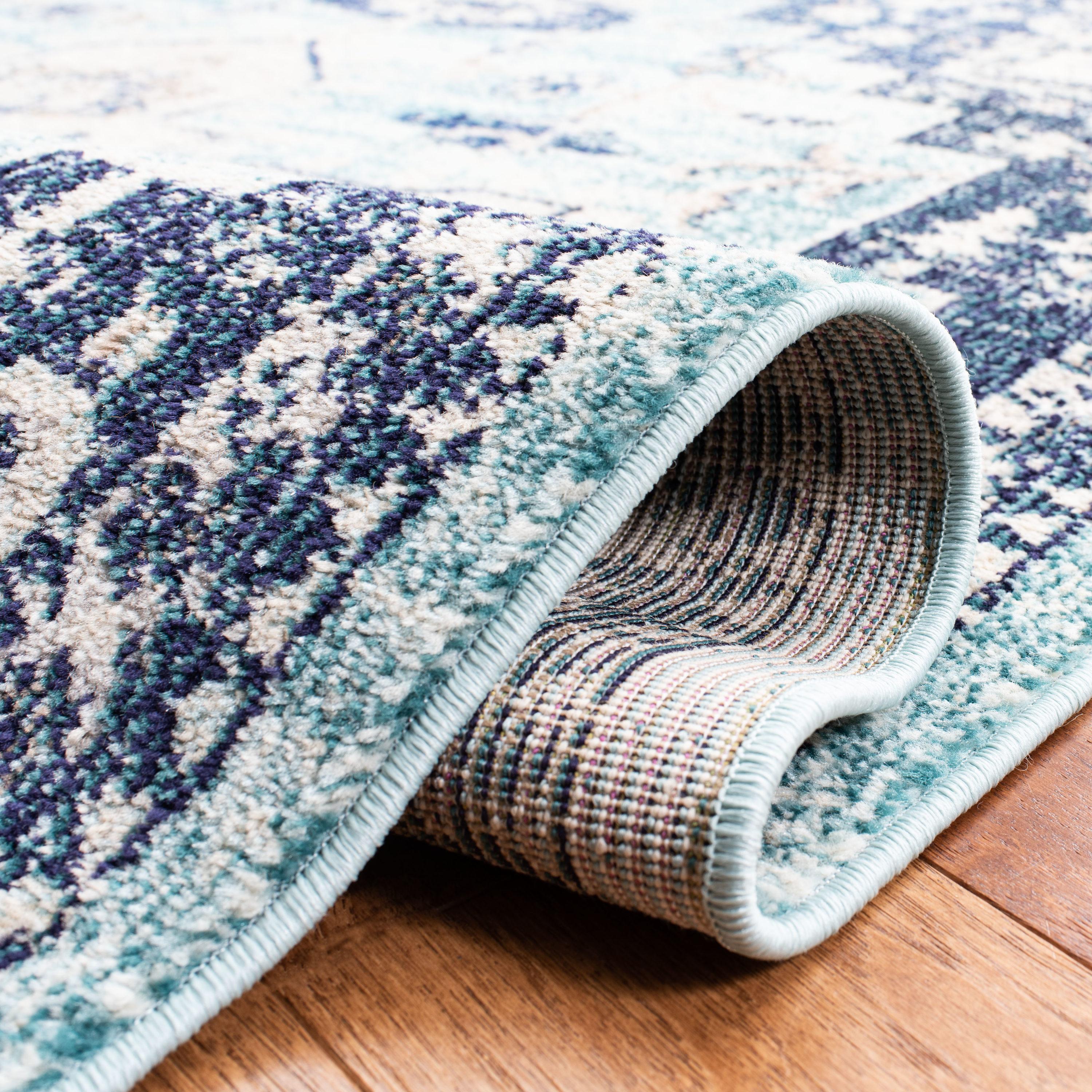 Madison MAD473 Power Loomed Indoor Area Rug - Teal/Navy - 5'3"x7'6" - Safavieh