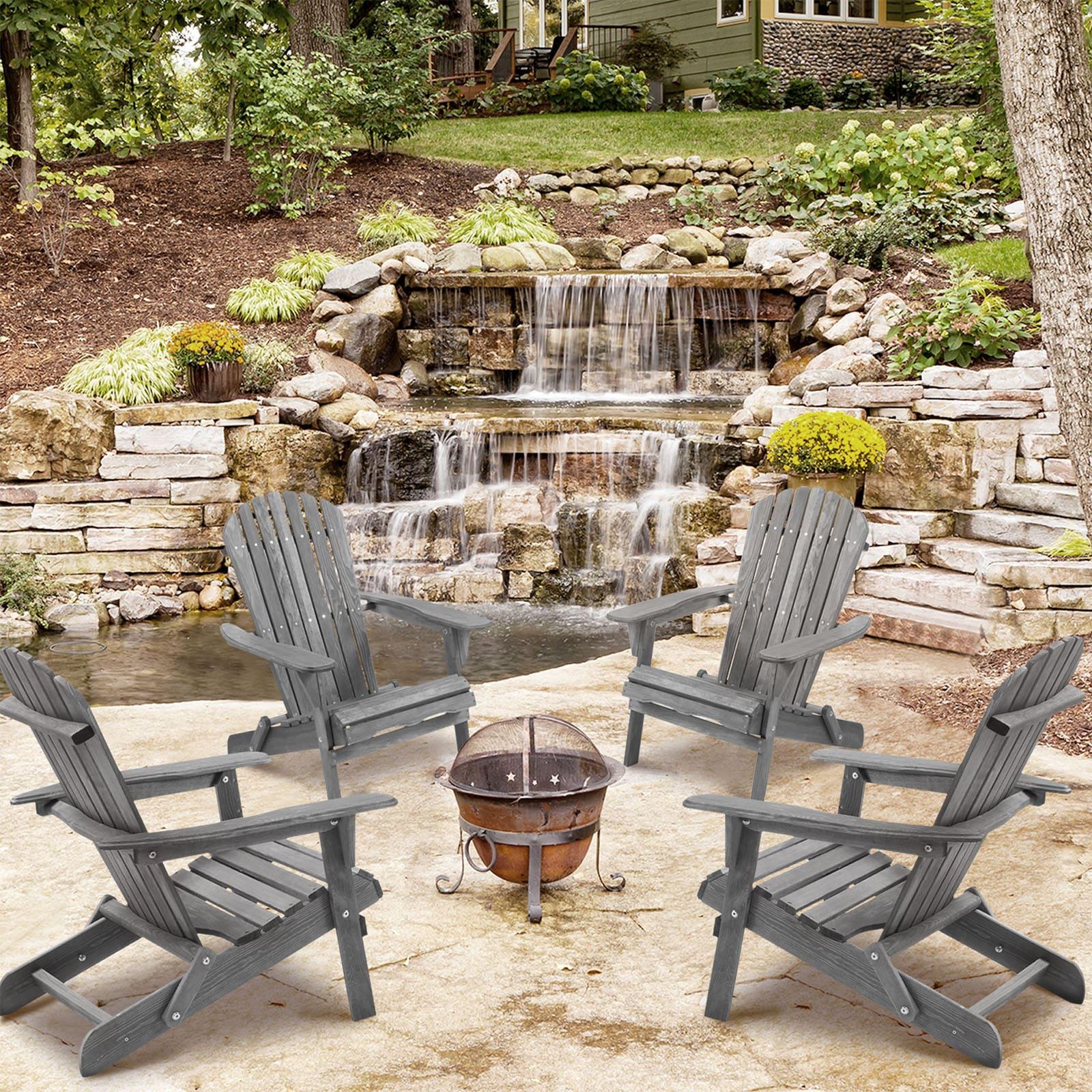 Triple Tree Wood Adirondack Folding Chairs - Set of 2, Gray