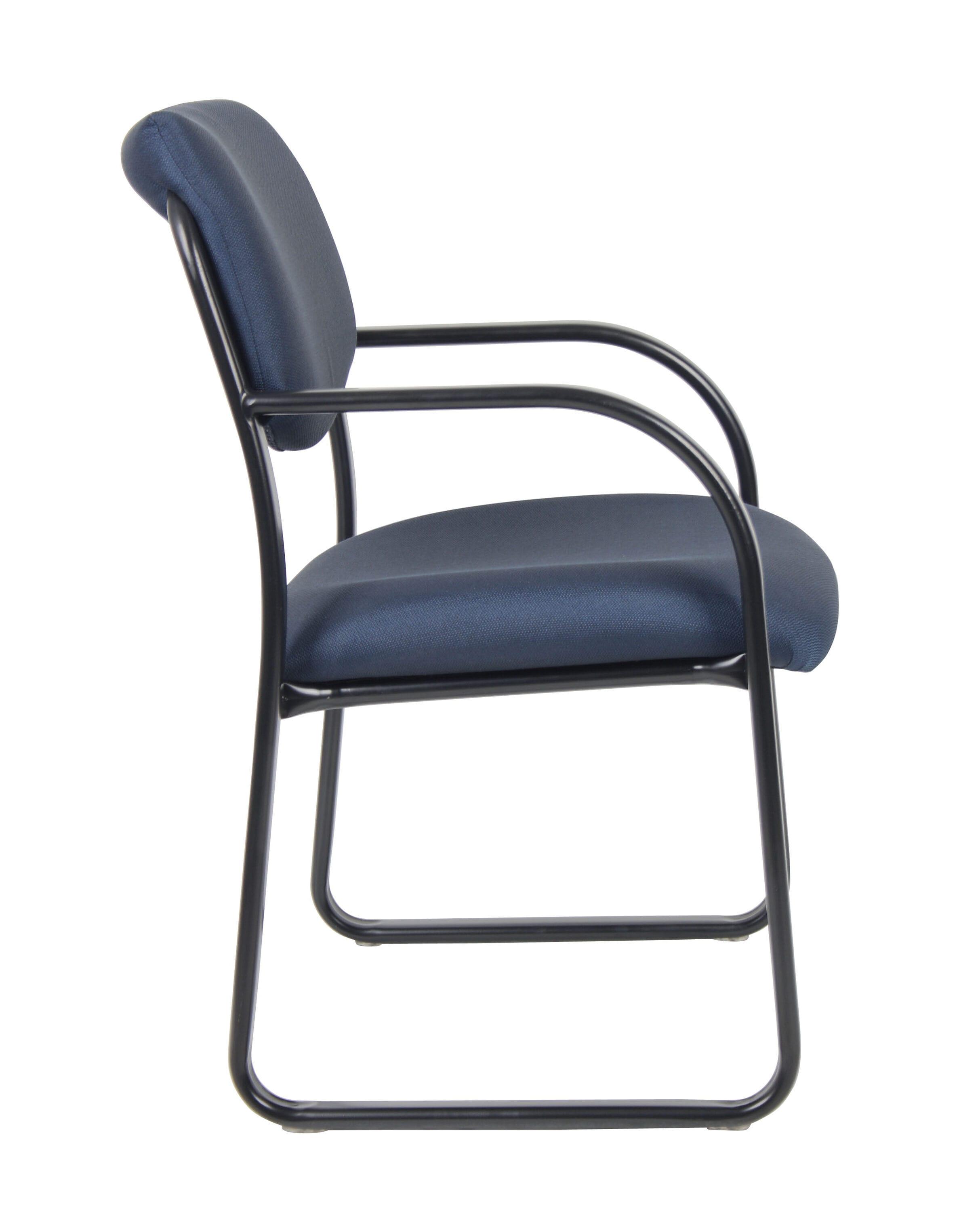 Sled Base Guest Chair Blue - Boss: Sturdy Metal Frame, Padded Back & Seat, Fixed Height