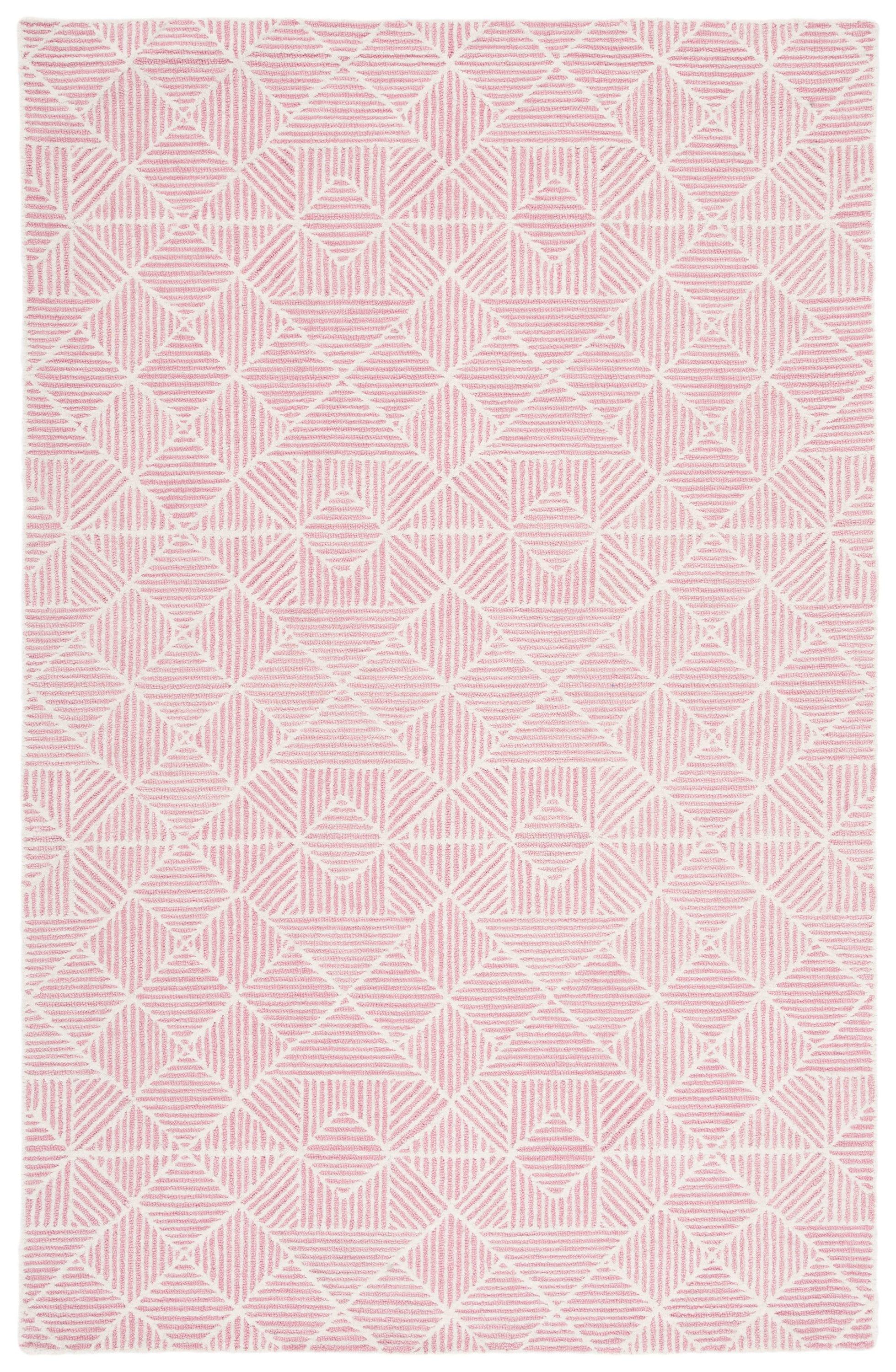 SAFAVIEH Abstract Brock Geometric Wool Area Rug, Pink/Ivory, 5' x 8'