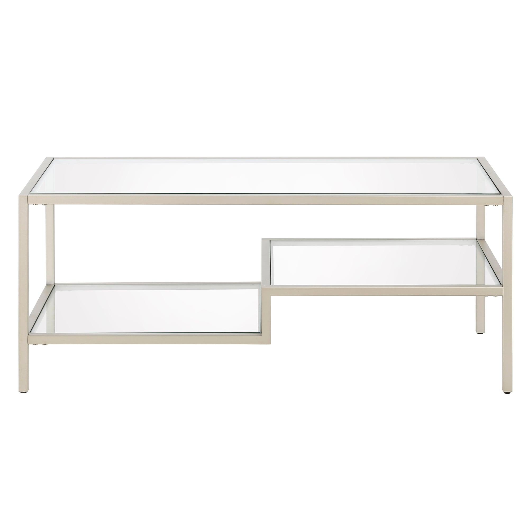 Evelyn&Zoe Lovett 45" Wide Rectangular Coffee Table in Satin Nickel