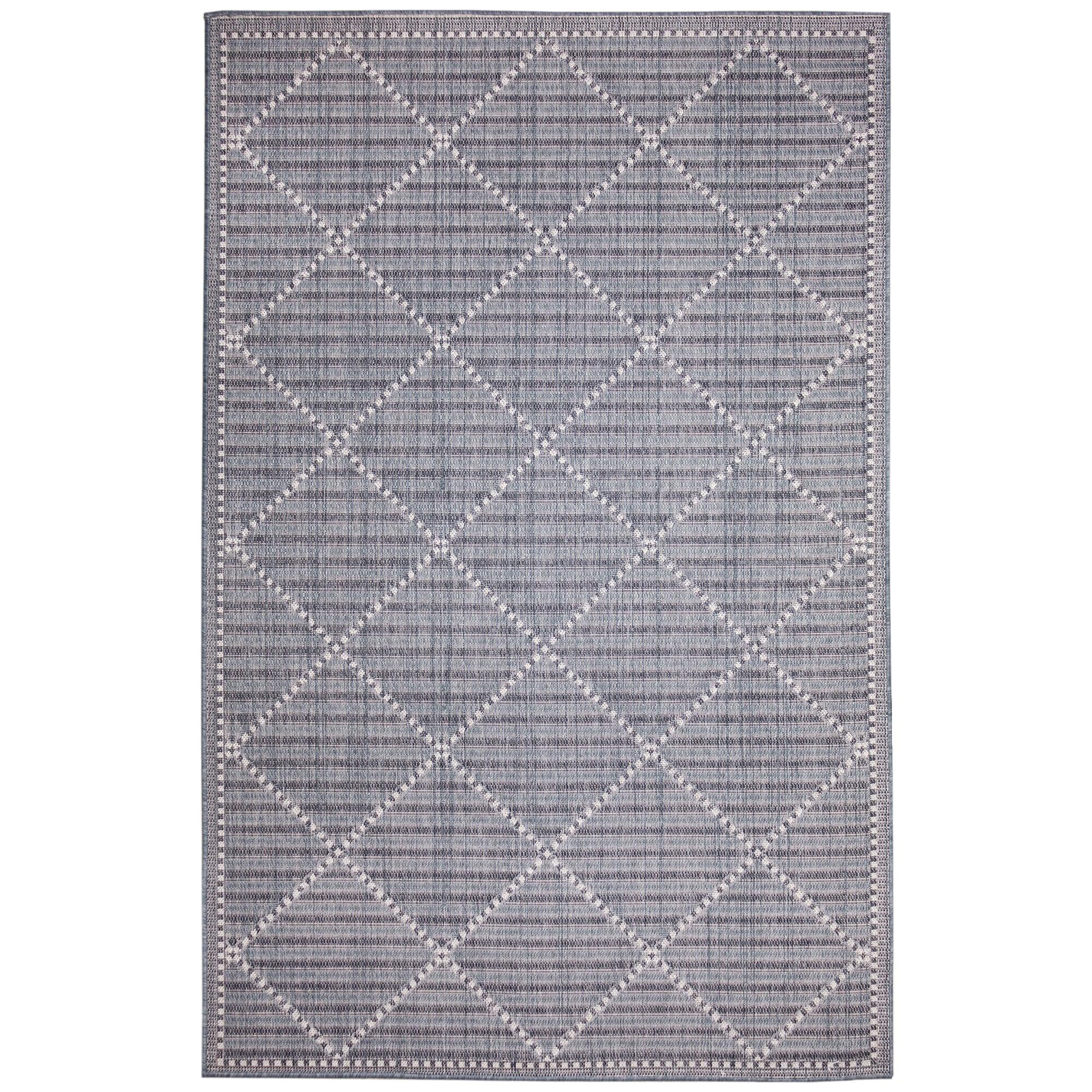 Liora Manne Malibu Checker Diamond Indoor/Outdoor Rug Navy 6'6" x 9'4"