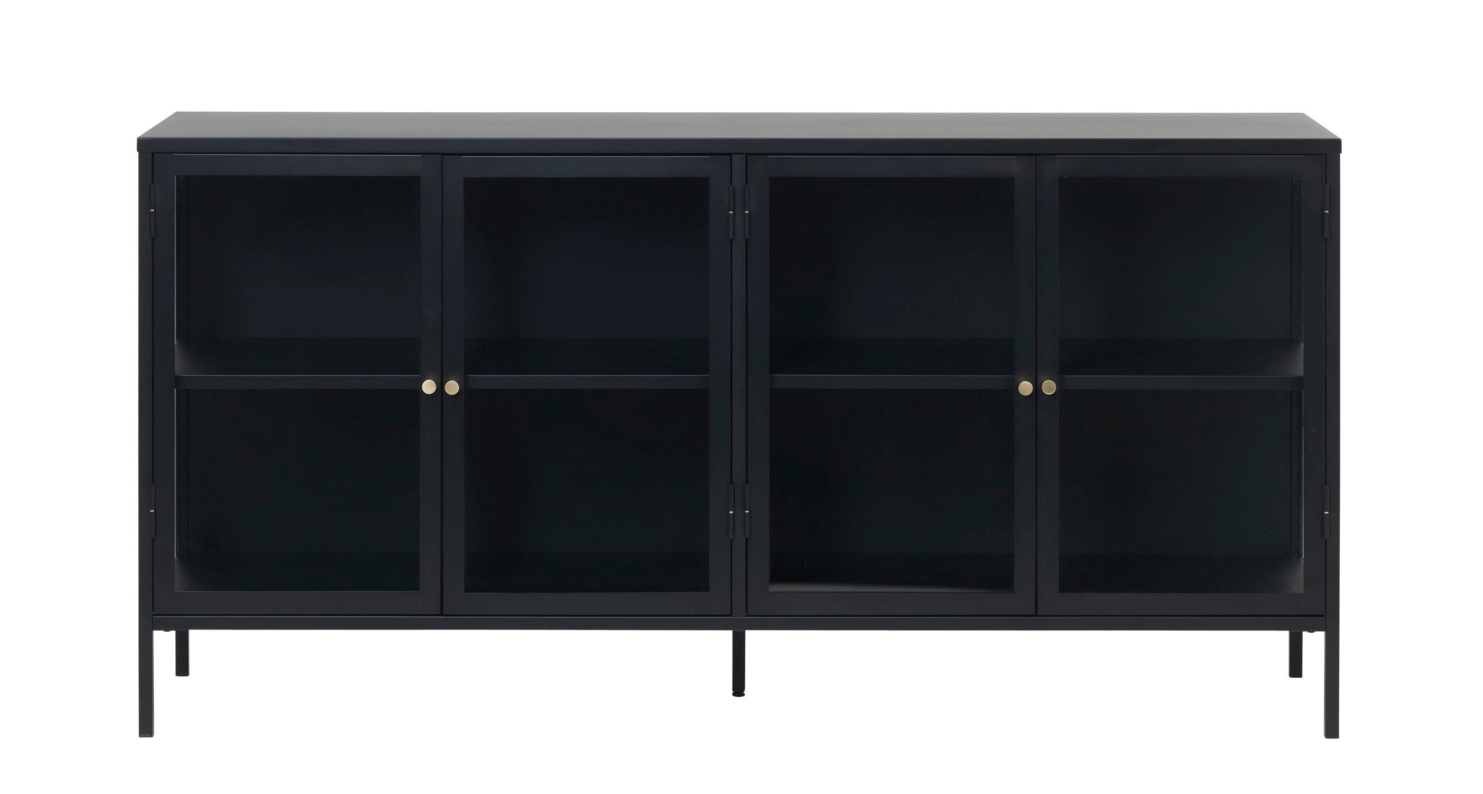 4-Section Metal and Glass Sideboard in Black