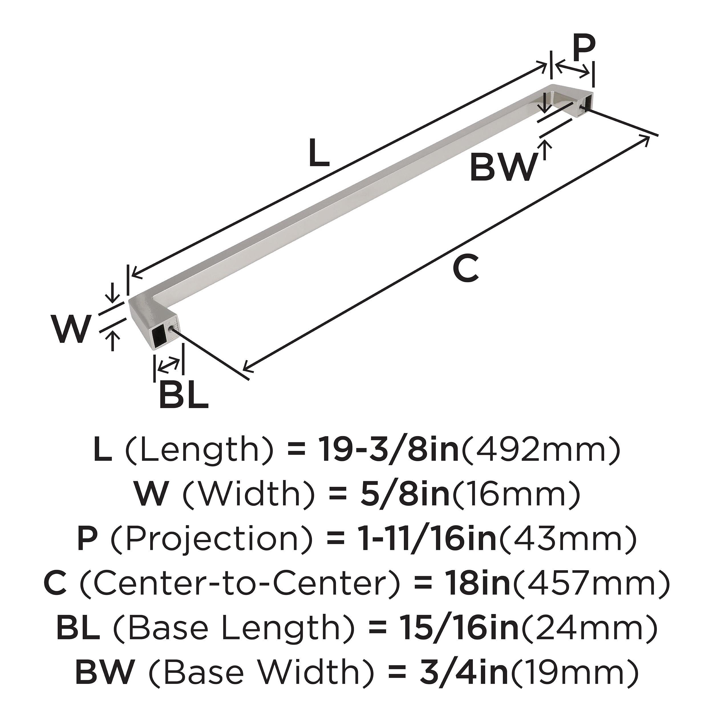 Amerock Blackrock 18 inch (457mm) Center-to-Center Polished Nickel Appliance Pull