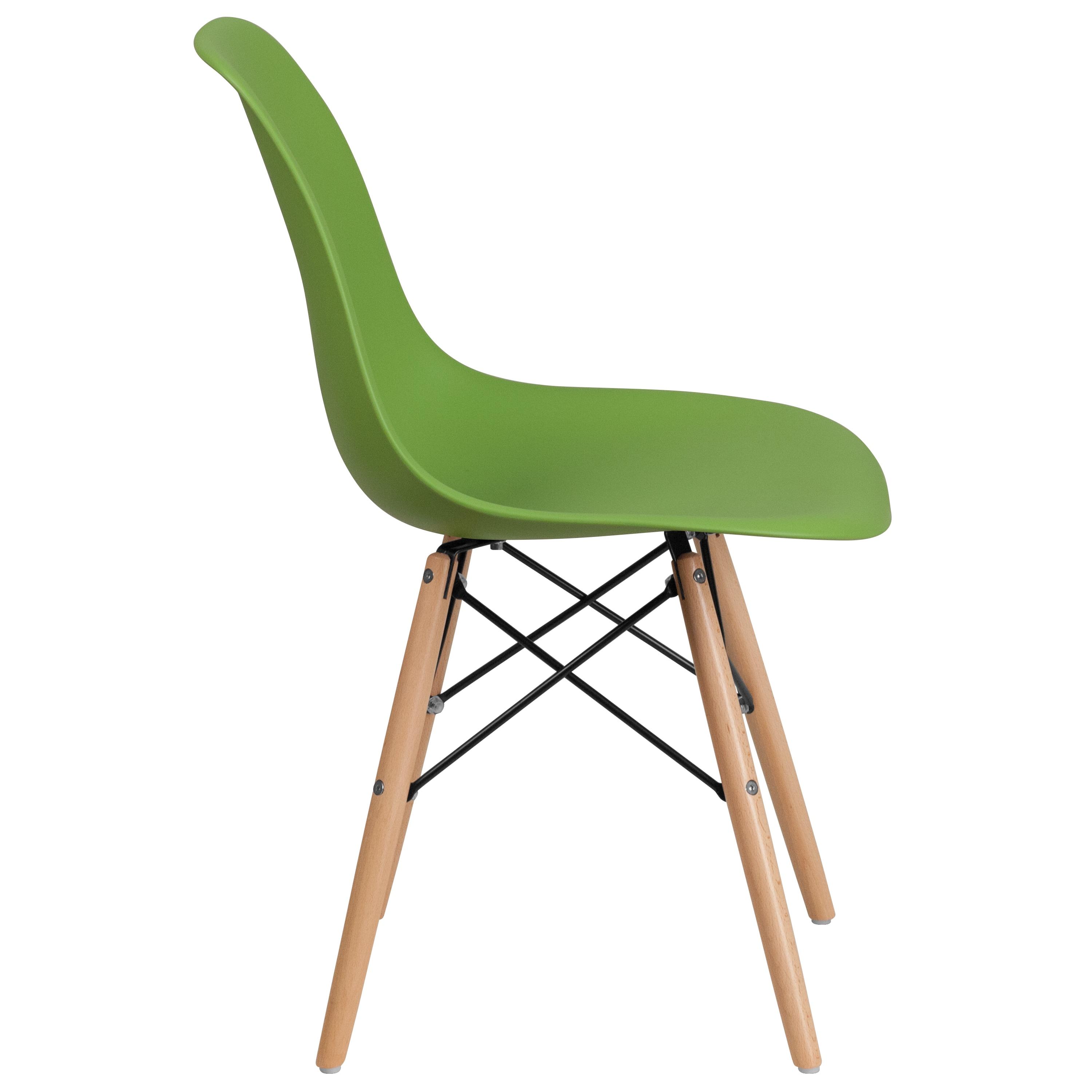 Flash Furniture Elon Series Green Plastic Chair with Wooden Legs