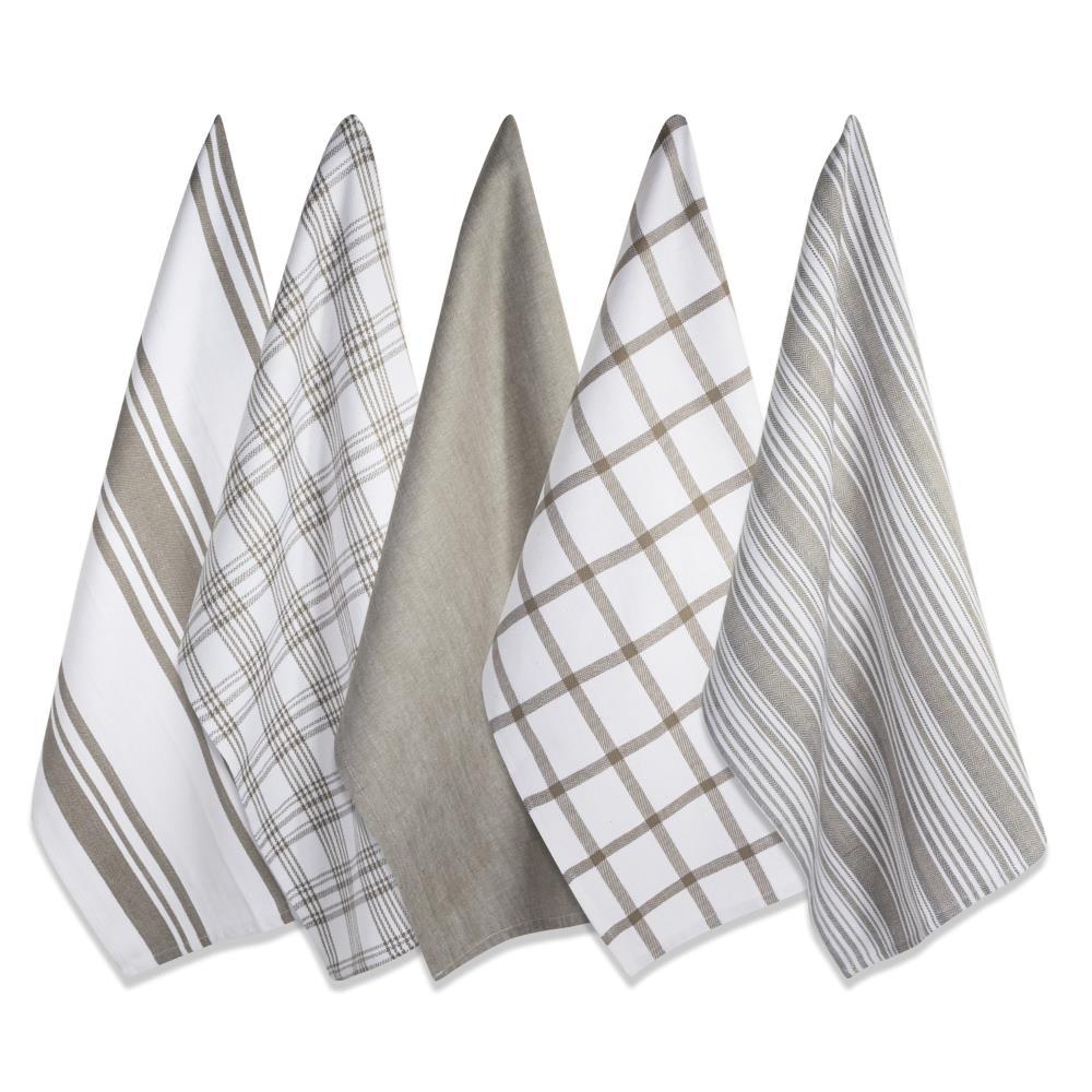 Assorted Brown and White Cotton Kitchen Dishtowel Set