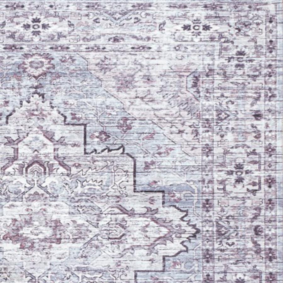 2' x 8' Didim Boho Gray Medallion Machine Washable Indoor/Outdoor Runner Rug, Gray/Purple - JONATHAN Y