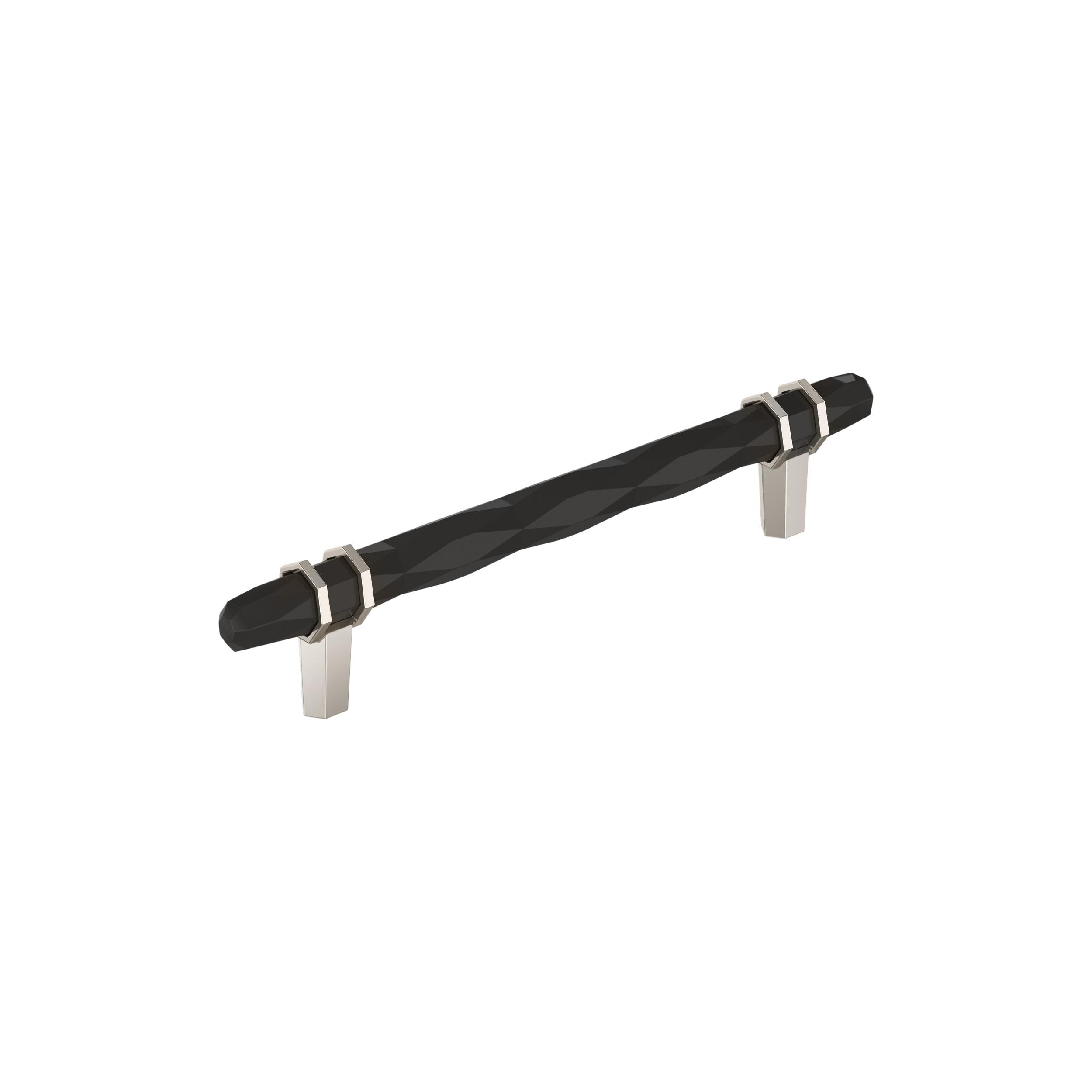 Amerock London 6-5/16 inch (160mm) Center-to-Center Black Bronze/Polished Nickel Cabinet Pull