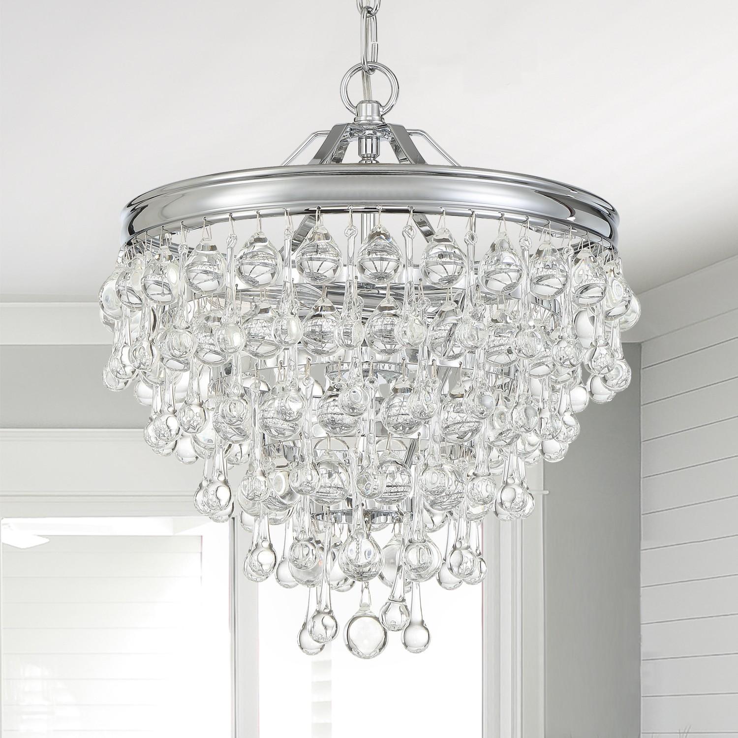 Calypso Polished Chrome 3-Light Mini Chandelier with Smooth Glass Drops