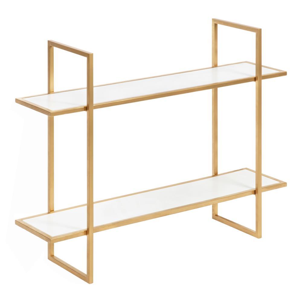 Kate & Laurel All Things Decor 30" x 24" Leigh Wood and Metal Wall Shelf White: MDF Floating Wall Shelves, 2-Tier