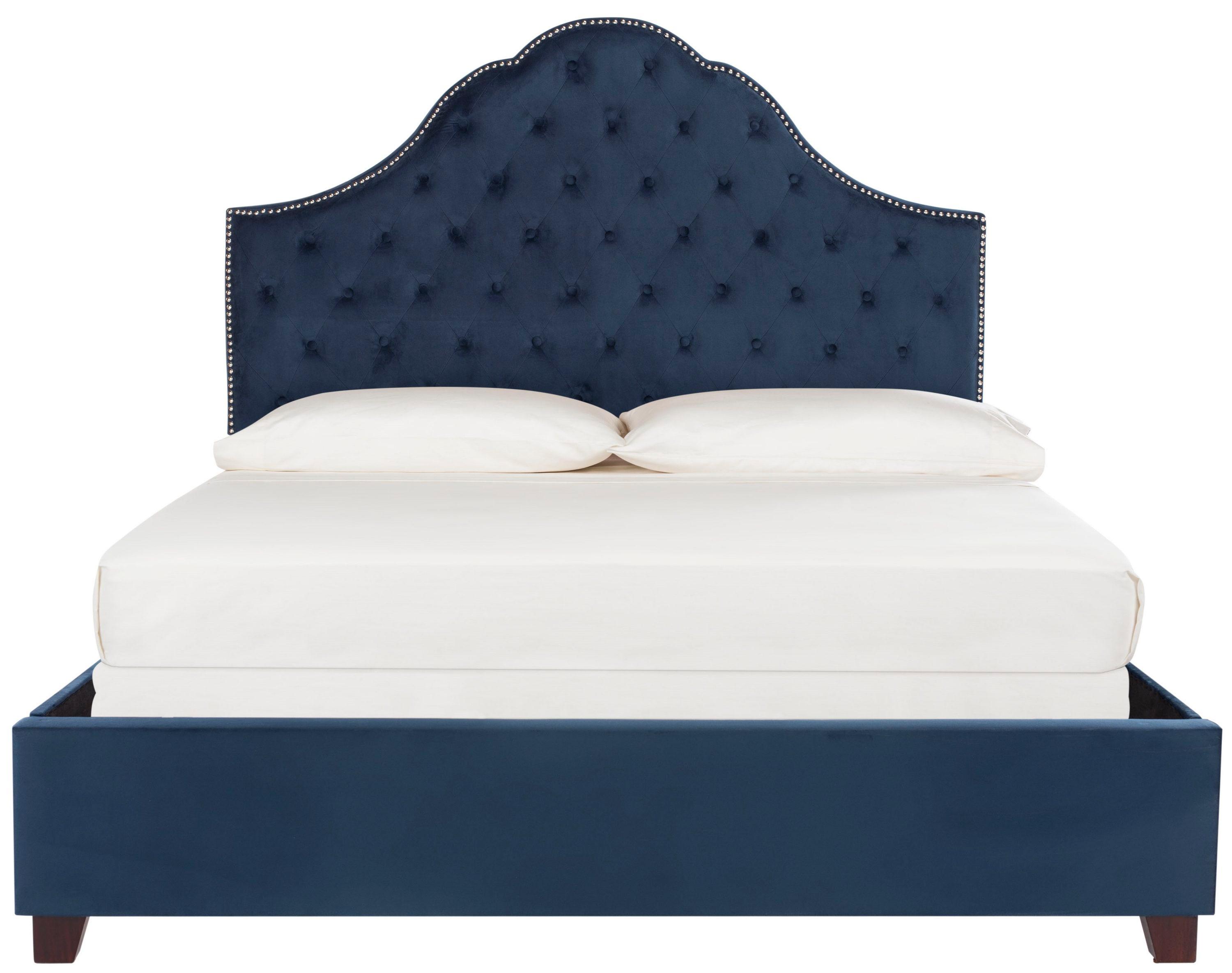 SAFAVIEH Beckham Modern Glam Tufted Headboard with Nail Heads, Queen, Navy