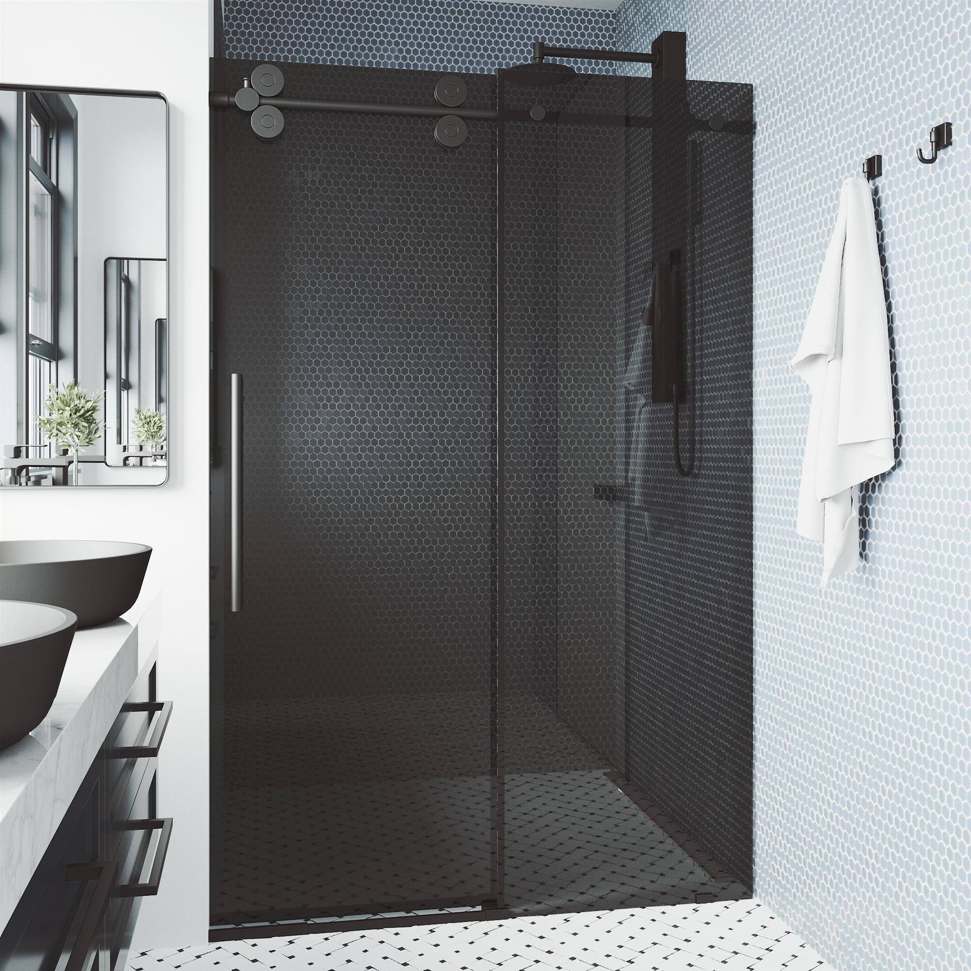 Elan 68-72" W x 74" H Sliding Frameless Shower Door with 3/8" Tinted Glass