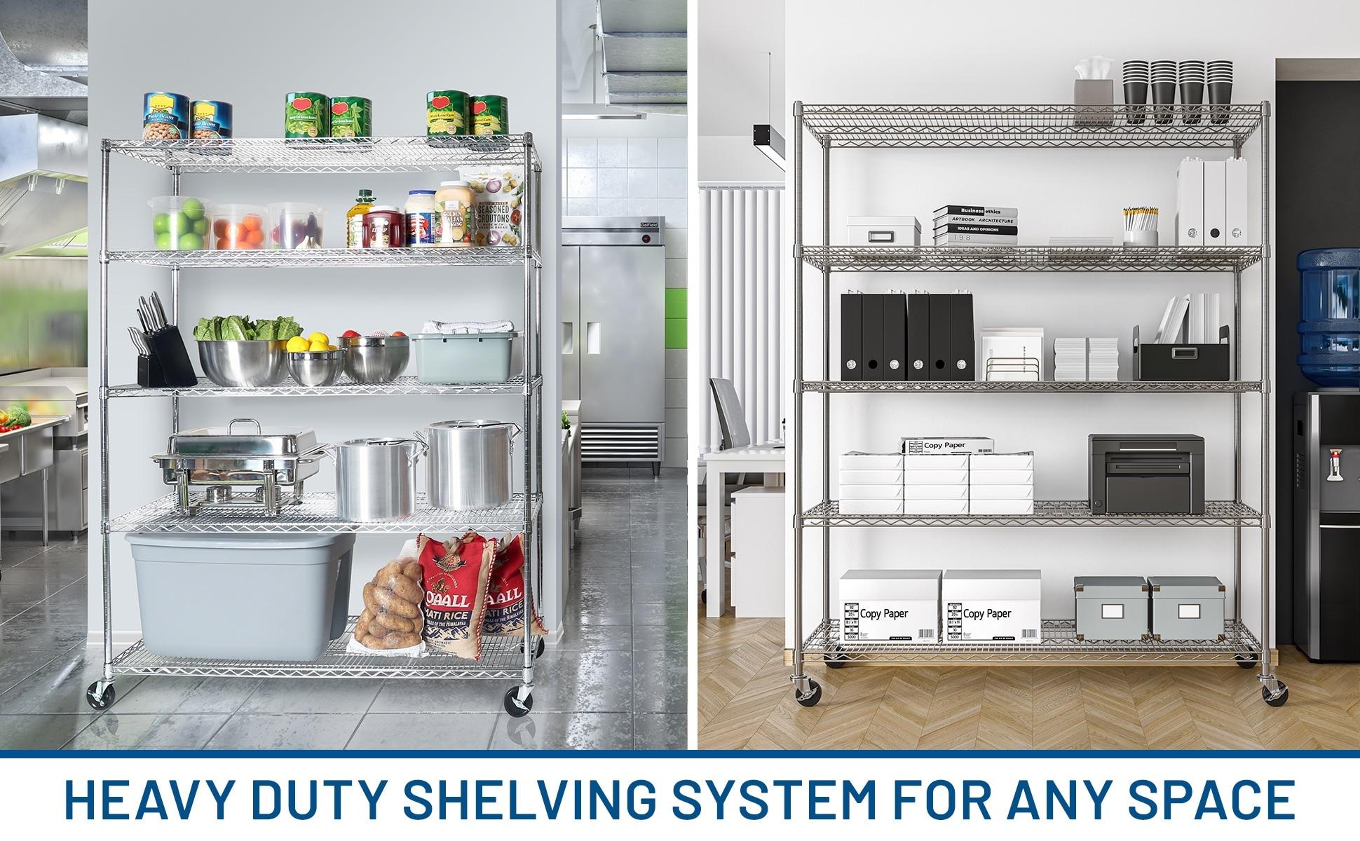 UltraDurable 24" D 5-Tier NSF-Certified Steel Shelving with Wheels