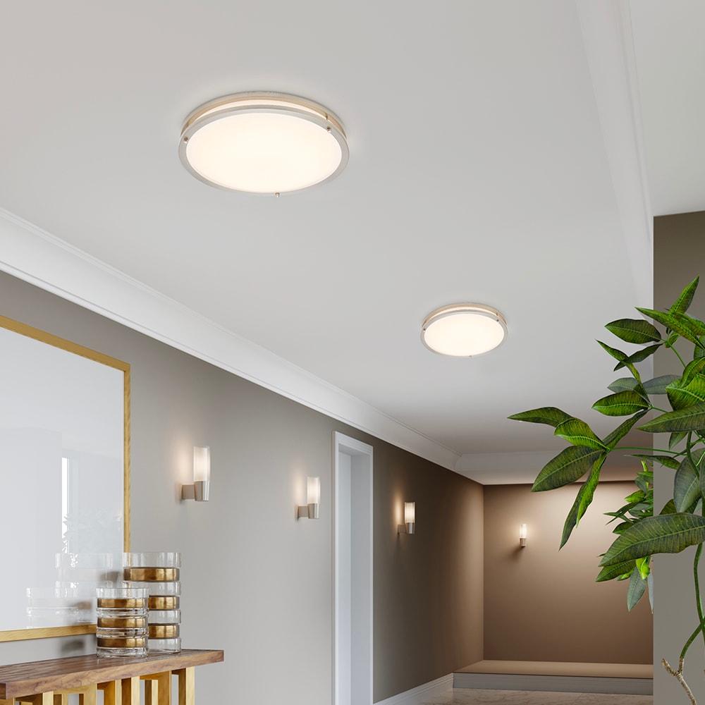 Maxxima 16 in. Satin Nickel LED Ceiling Mount Fixture 3000K Warm White, 2600 Lumens, Dimmable