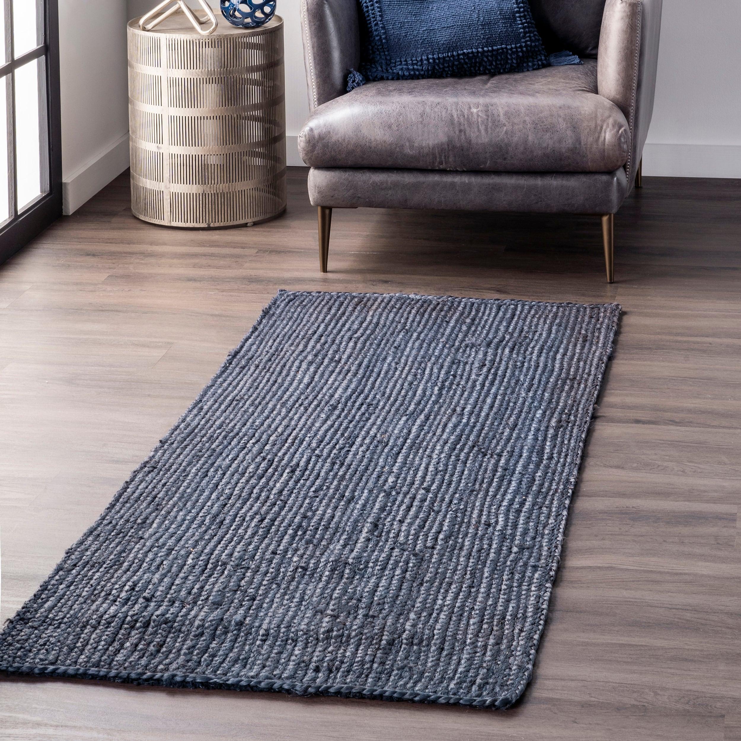 nuLOOM Rigo Hand Woven Farmhouse Jute Runner Rug, 2' 6" x 6', Navy