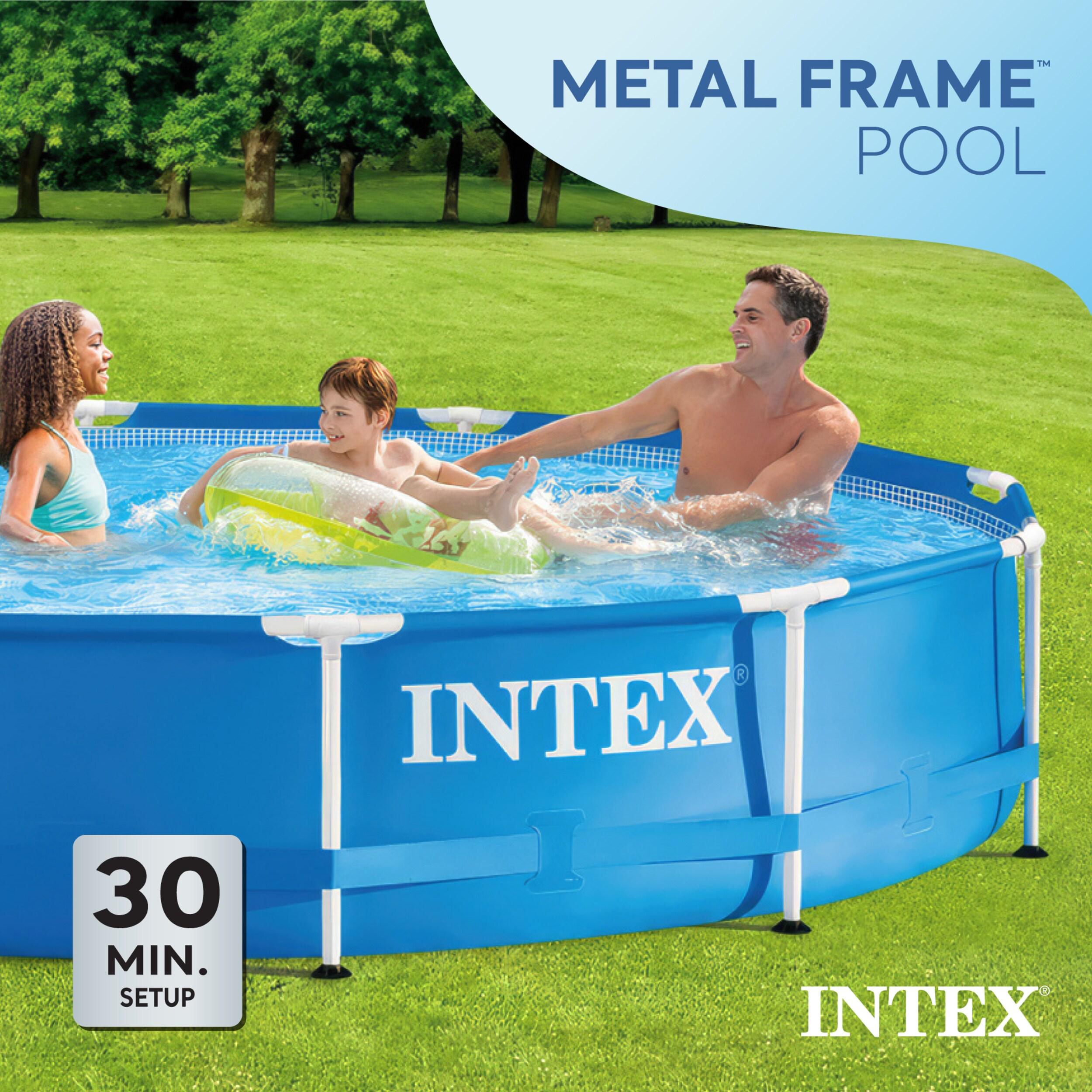 Intex Intex Round Metal Frame Outdoor Backyard Above Ground Swimming Pool