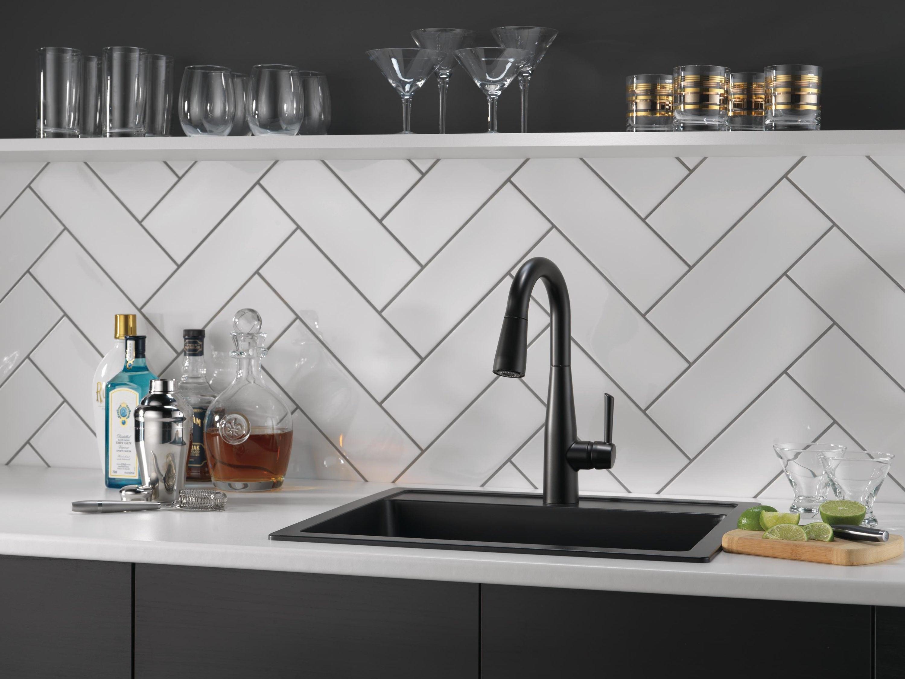 Essa Pull Down Sprayer Bar Faucet, Single Handle Prep Sink Faucet
