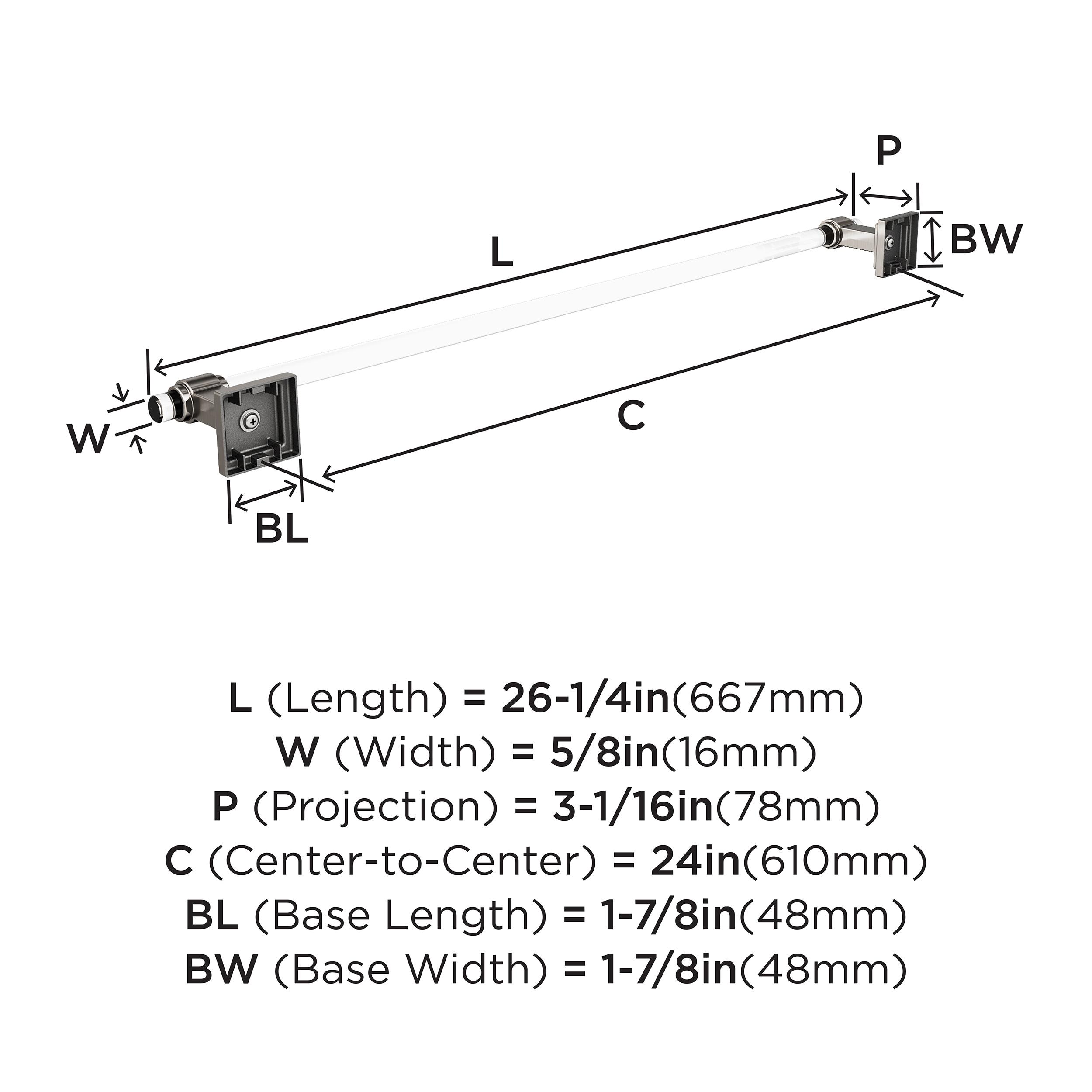 Amerock Glacio Clear/Brushed Nickel 24 inch (610mm) Towel Bar