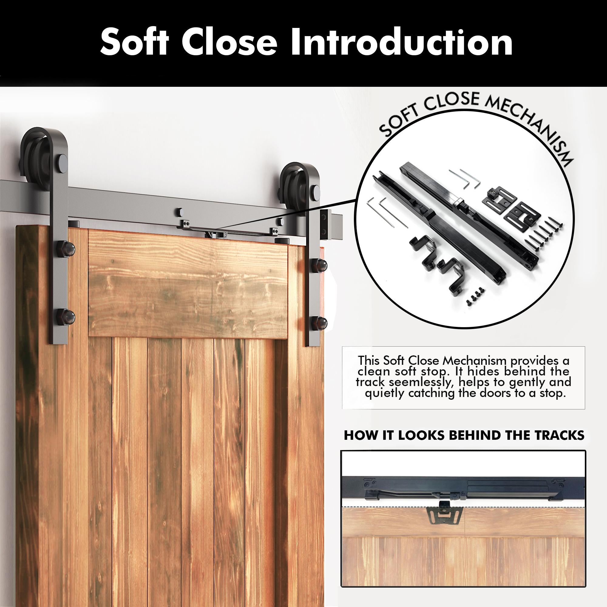 Homacer H Design Color Solid Pine Wood Unassembled Door with Black Rustic Installation Hardware Kit