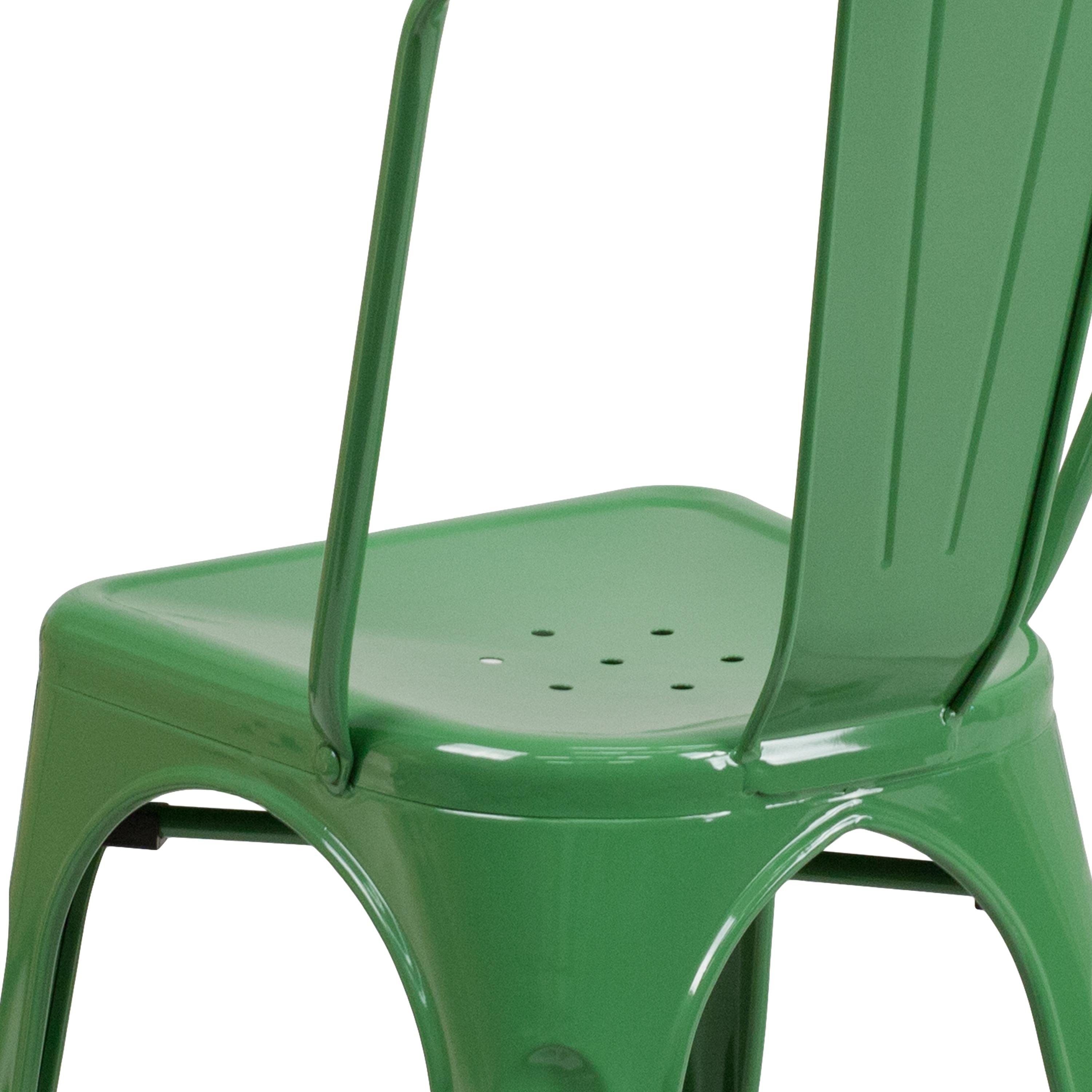 Flash Furniture Commercial Grade Green Metal Indoor-Outdoor Stackable Chair