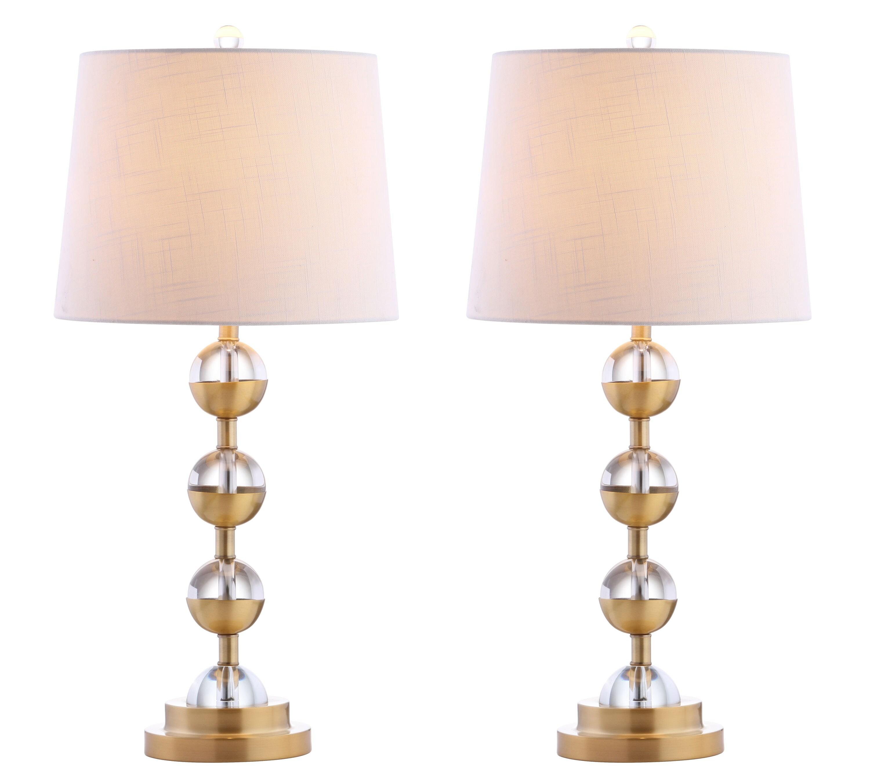 Avery 27.5" Crystal LED Table Lamp, Clear/Brass Gold (Set of 2)