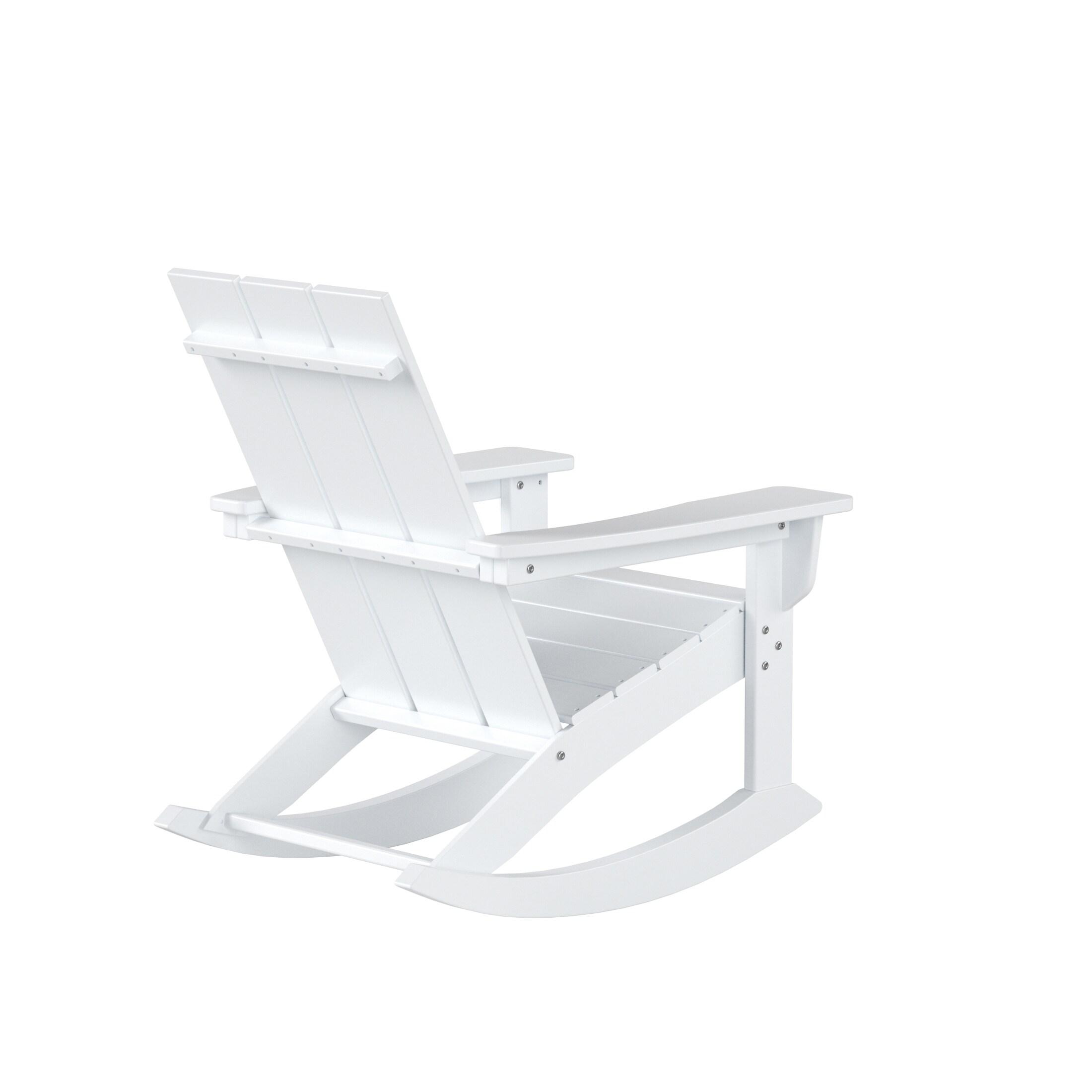 Polytrends  Shoreside Modern Eco-Friendly All Weather Poly Adirondack Rocking Chair White