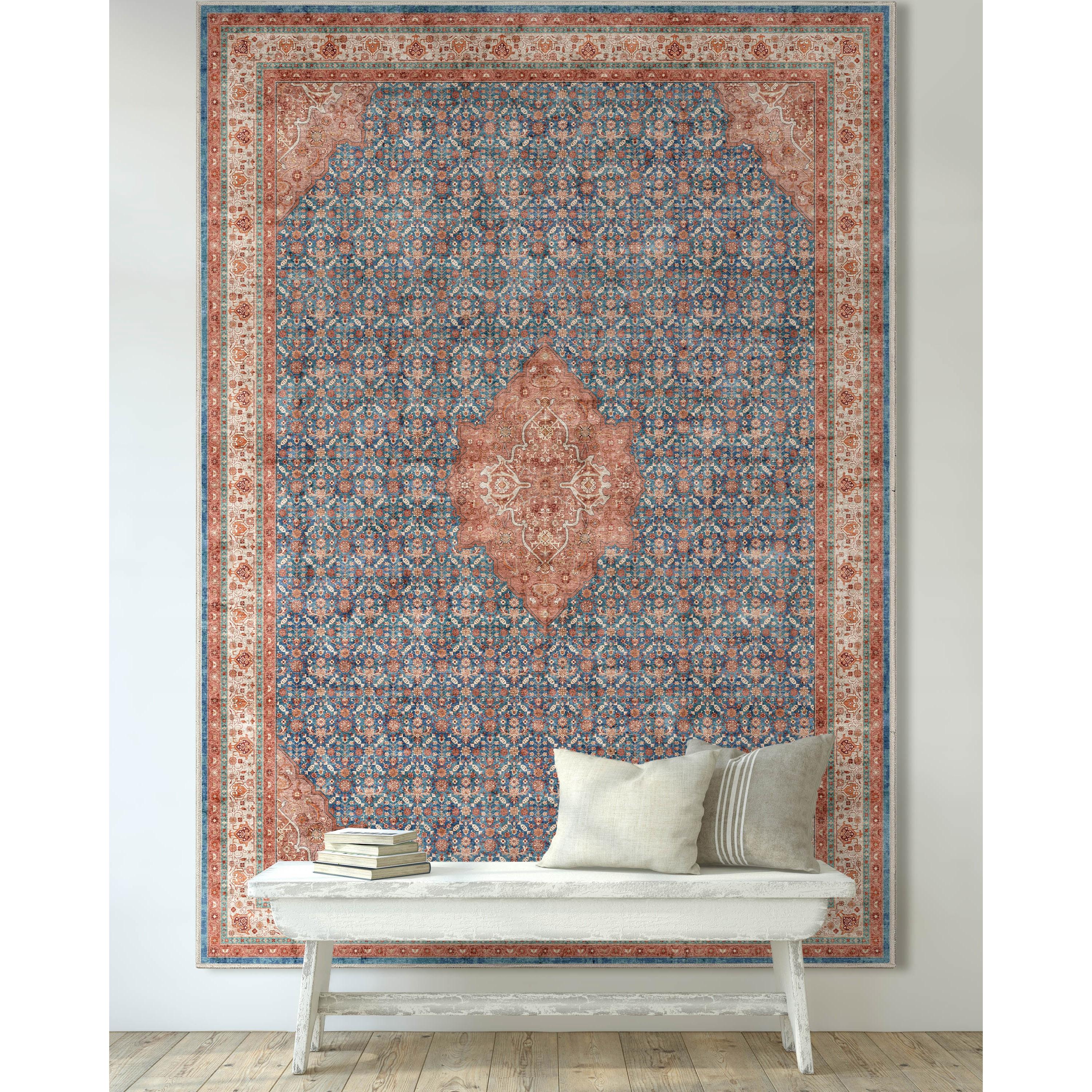 Well Woven Asha Lilith Vintage Oriental Blue Red 7'7" x 9'10" Area Rug
