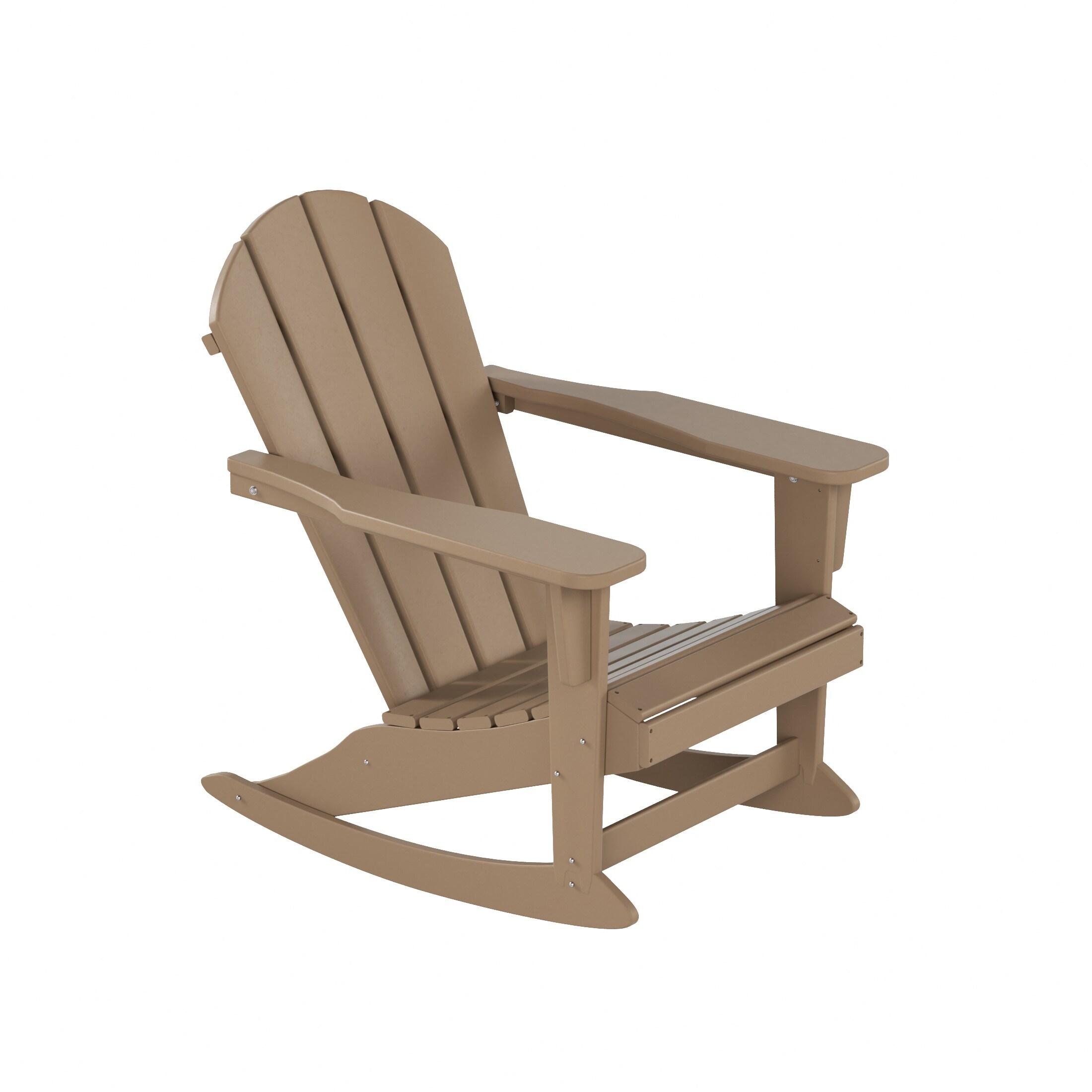Polytrends  Laguna Hdpe All Weather Outdoor Patio Rocking Chair Weathered Wood