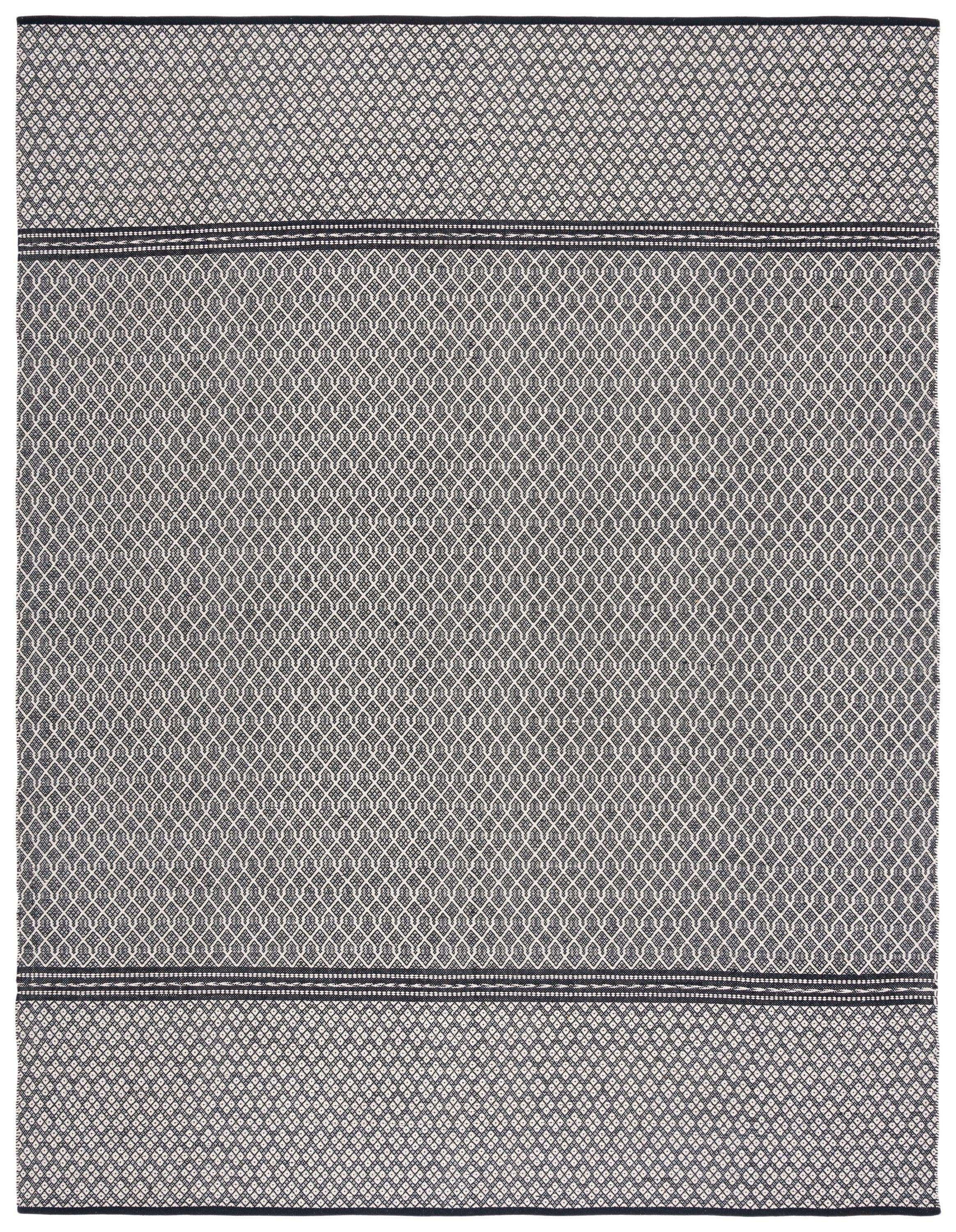 SAFAVIEH Kilim Kadri Geometric Cotton Area Rug, Black/Ivory, 9' x 12'