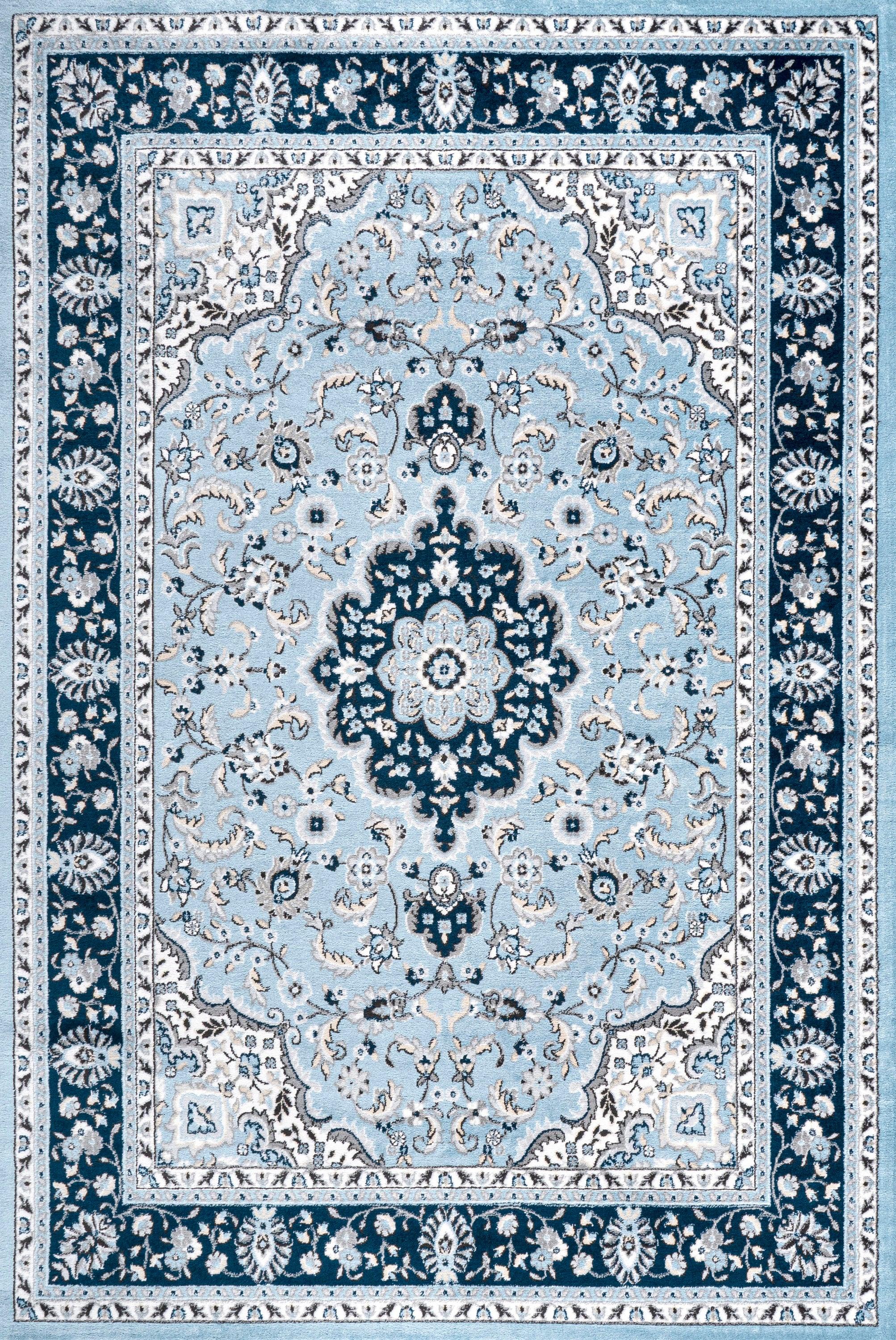 4'x 6' Palmette Modern Persian Floral Area Rug, Blue/Navy - JONATHAN Y