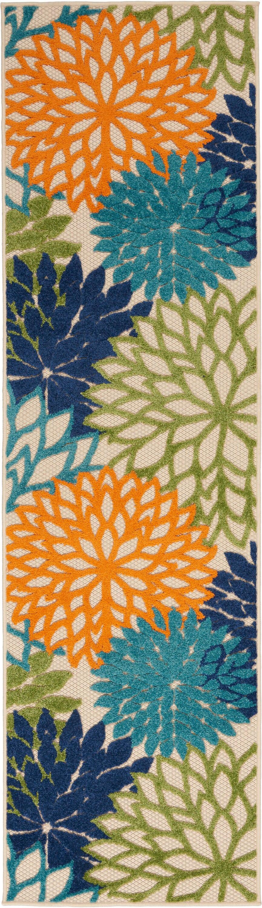 Nourison Aloha Floral Bloom Flatweave High-Low Indoor Outdoor Runner Rug Multicolor 2'3" x 10'