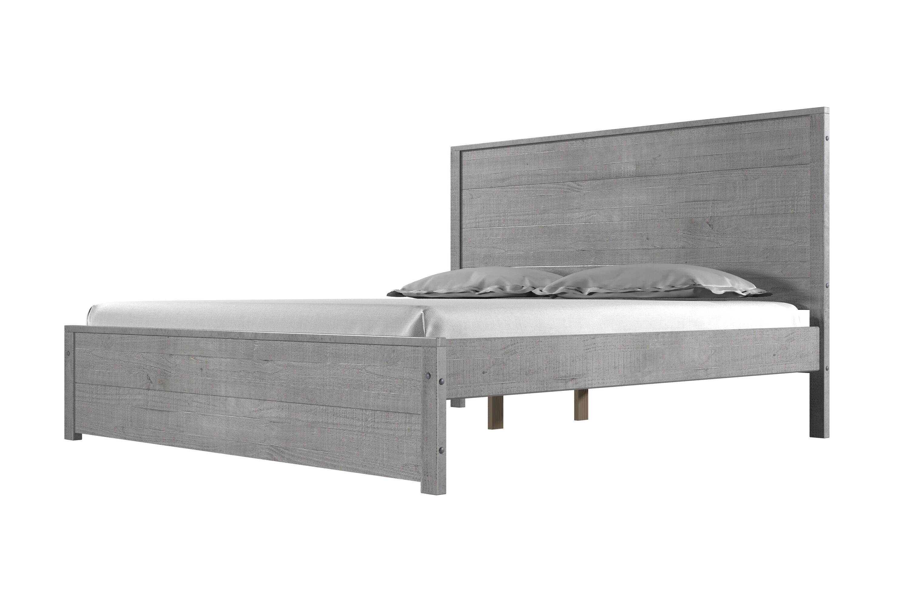 Camaflexi Hampton Solid Wood King Size Bed Frame with Headboard, King Bed with Wood Slat Supports, Driftwood Finish