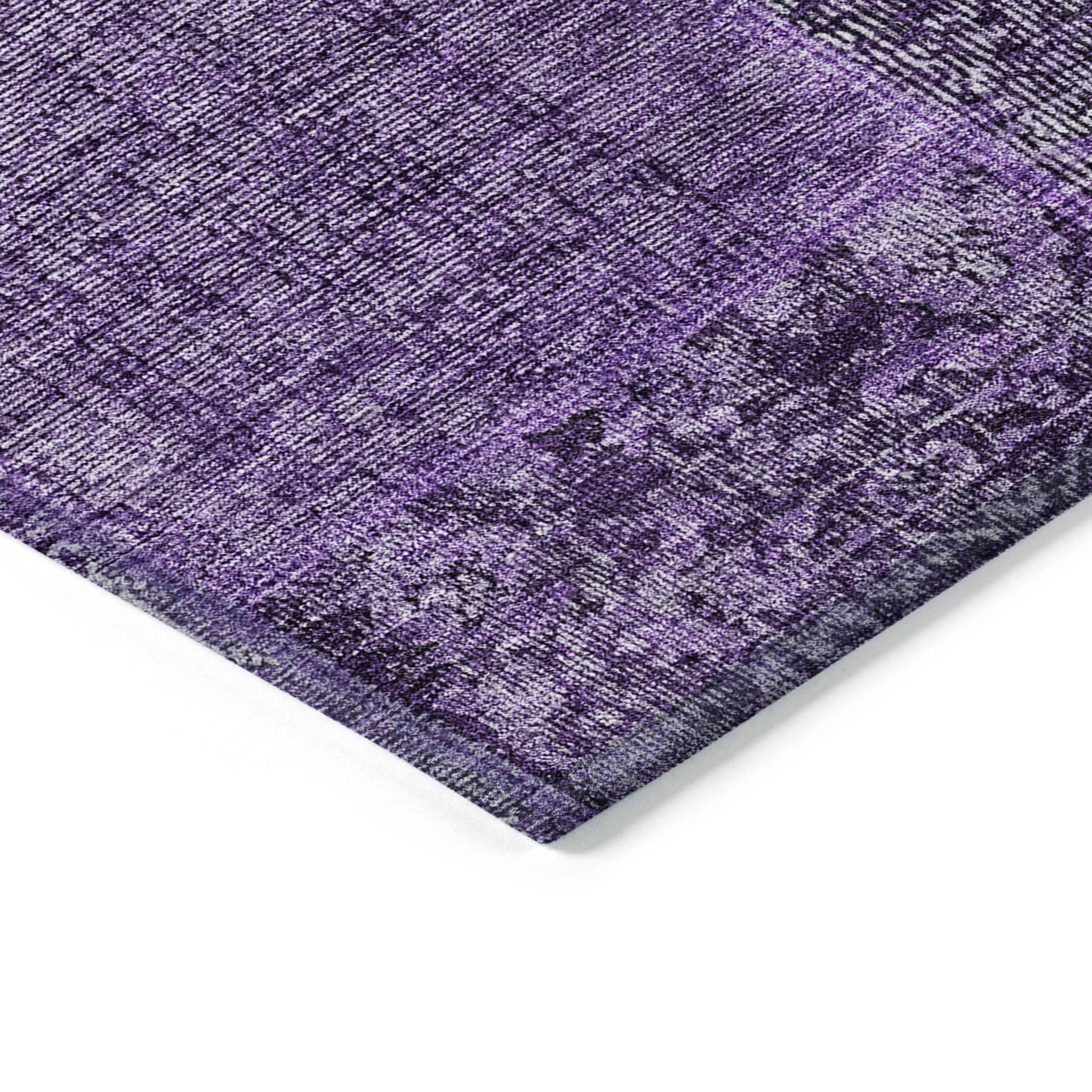 Addison Rugs Chantille Indoor/Outdoor Transitional Patchwork Eggplant Washable Rectangle Rug, 1'8" x 2'6"