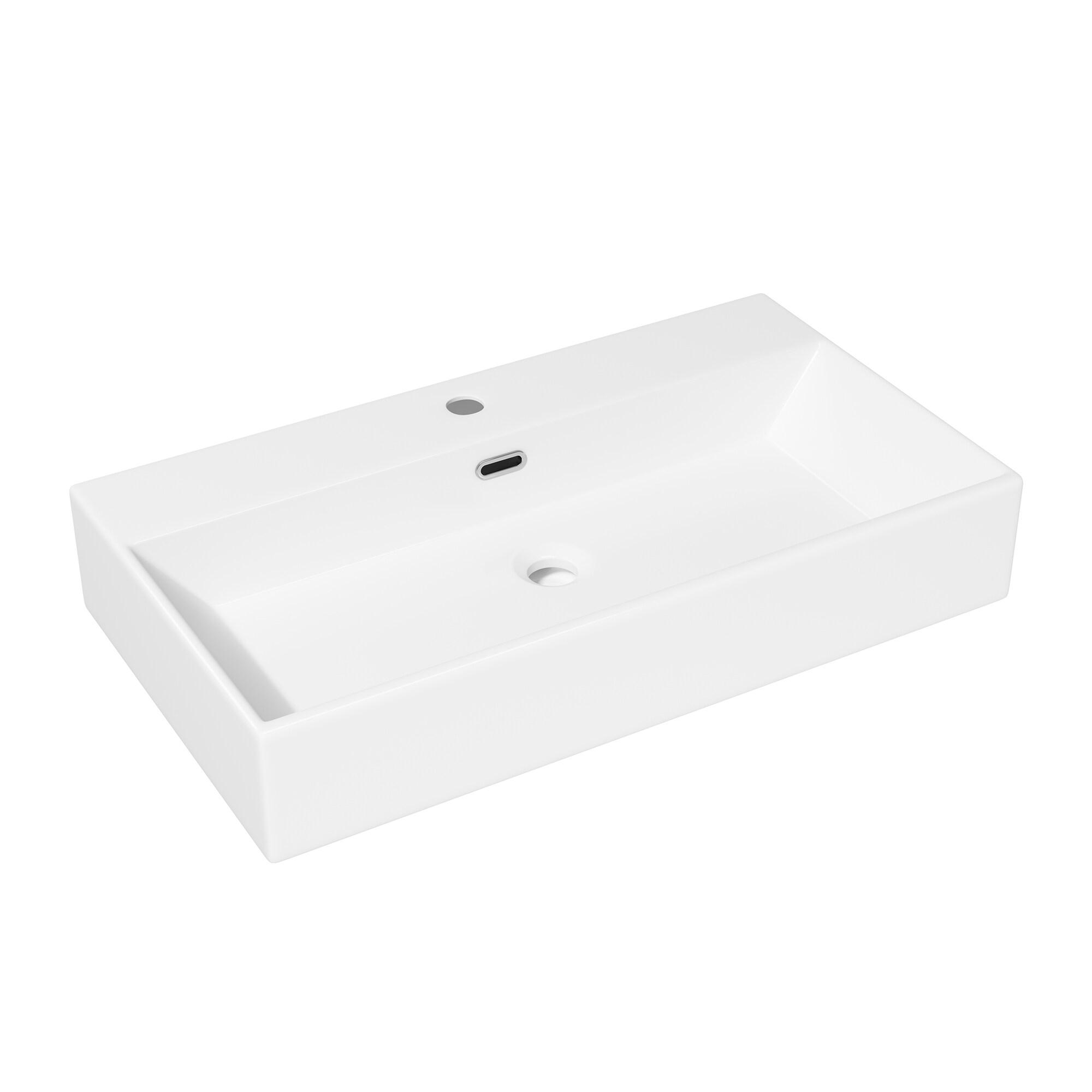 Turner 30“ W x 16" D Vitreous China Rectangular Wall Bathroom Sink with Overflow