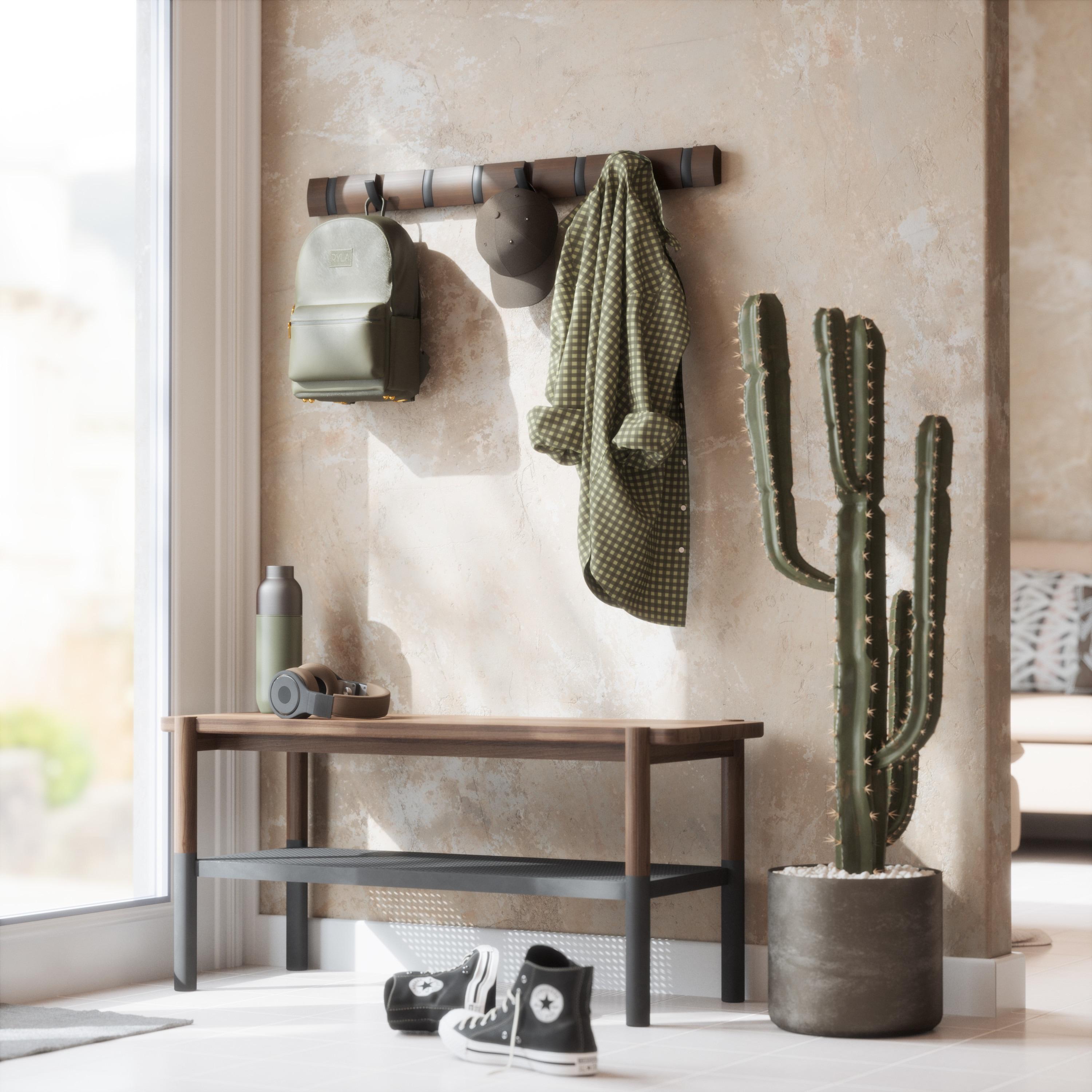 Umbra Flip Solid Wood Wall 8 - Hook Wall Mounted Coat Rack