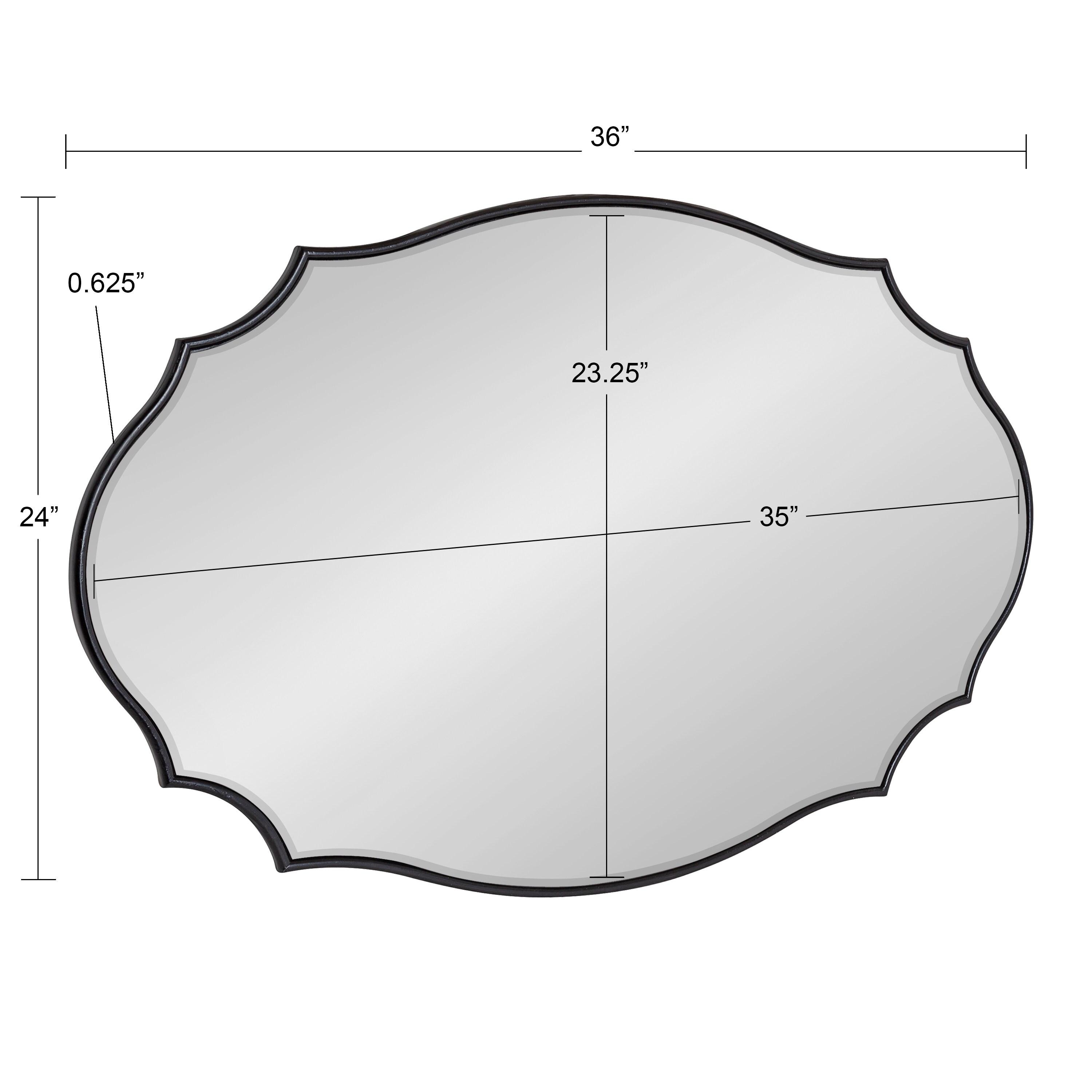 Kate and Laurel Leanna Glam Oval Mirror, 24 x 36, Black, Modern Scalloped Mirror for Wall