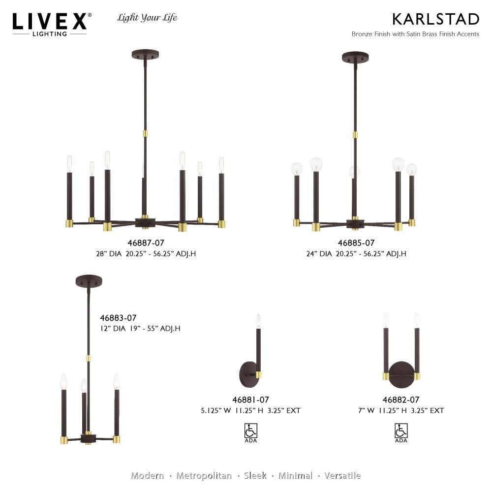 Livex Lighting Karlstad 3 - Light Chandelier in Bronze/Satin Brass