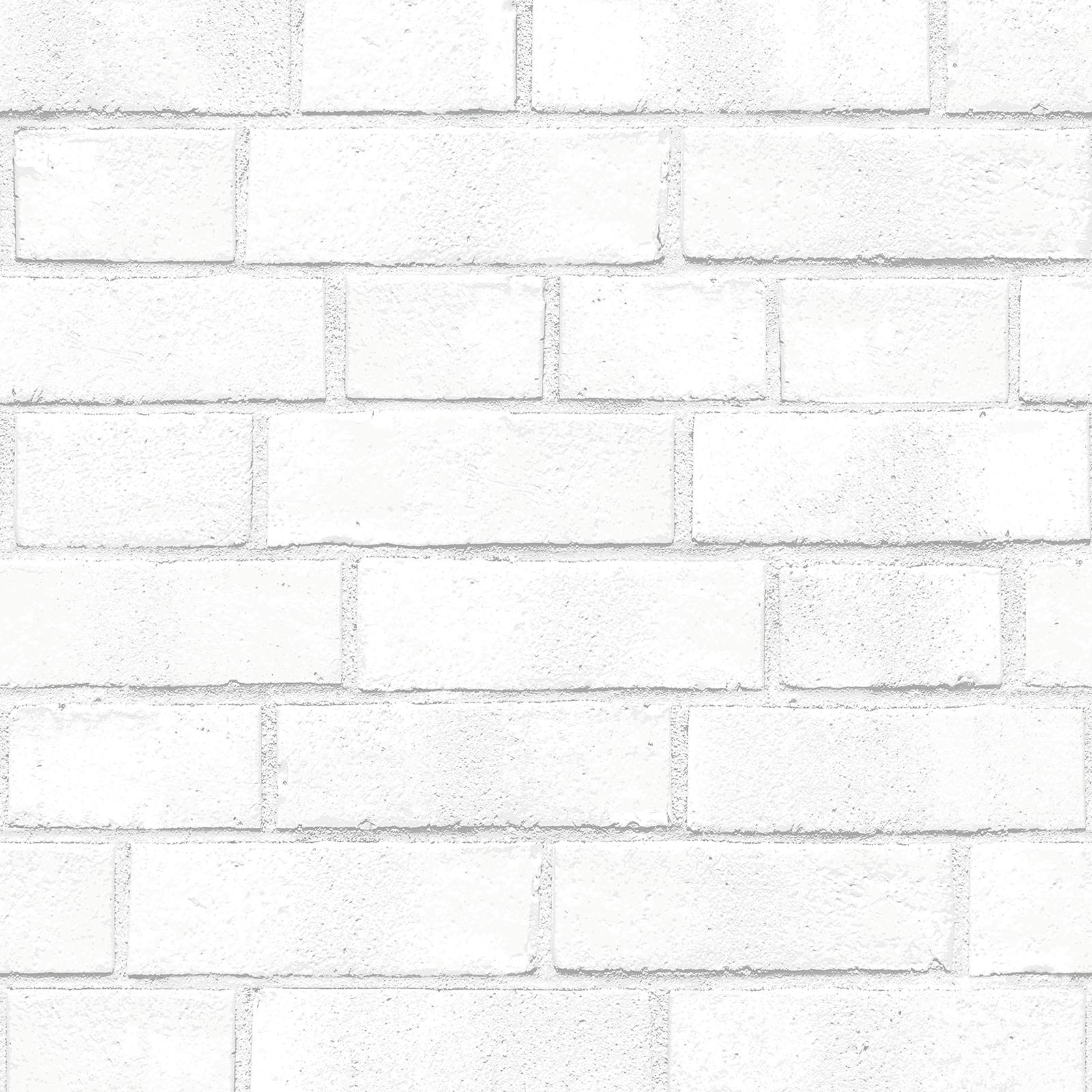 Tempaper Textured Faux Brick White Peel and Stick Wallpaper, 20.5" x 16.5'