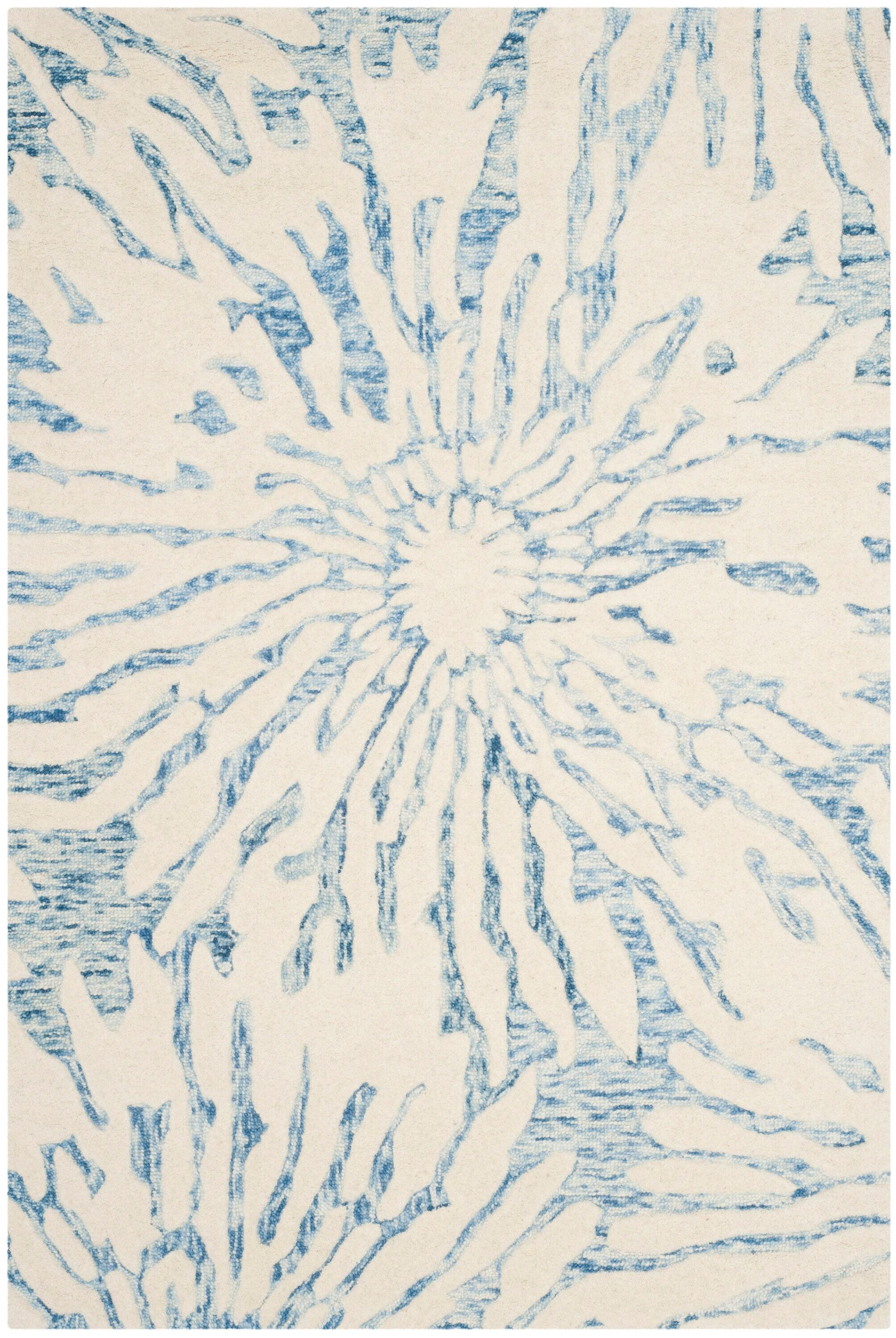 Bella BEL129 Hand Tufted Accent Rug - Dark Blue/Ivory - 2'6"x4' - Safavieh.