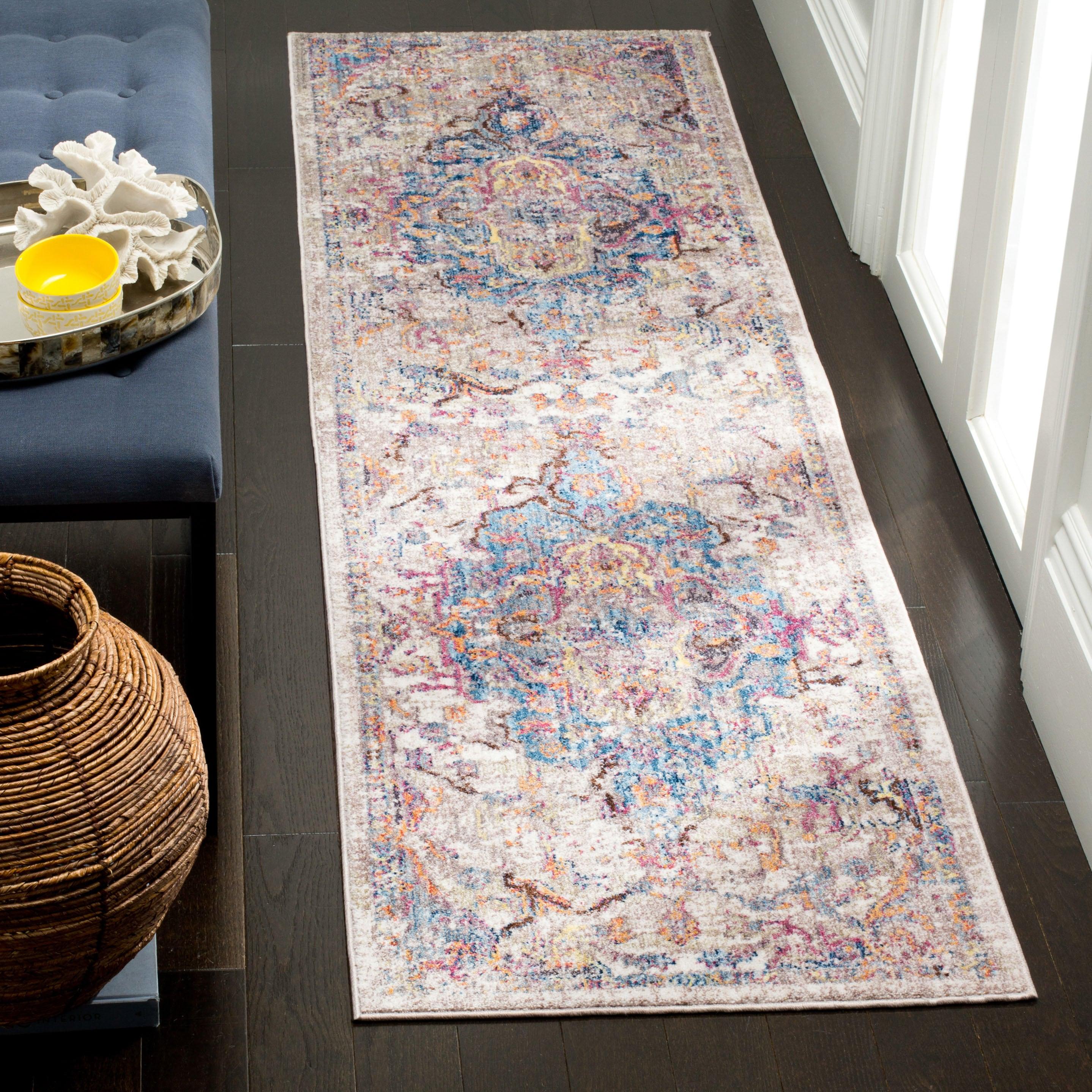 Bristol BTL350 Power Loomed Runner Rug - Blue/Light Grey - 2'3"x8' - Safavieh.