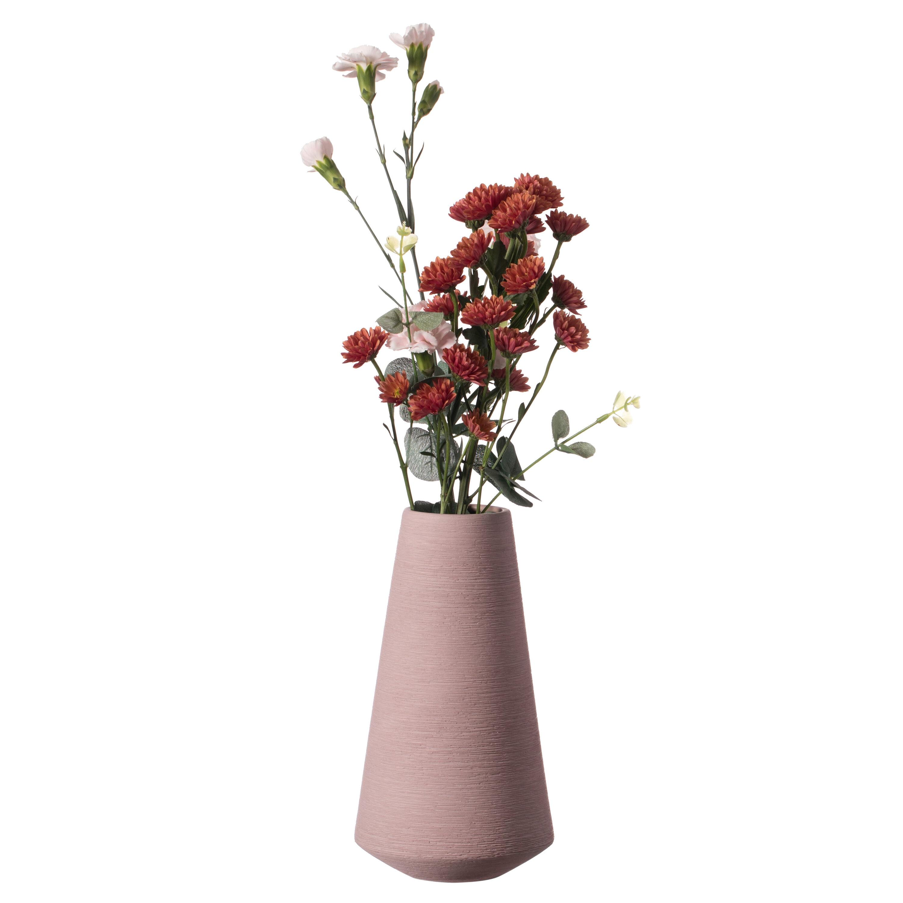 Uniquewise 10" H Decorative Ceramic Round Cone Shape Centerpiece Table Vase Pink, Large